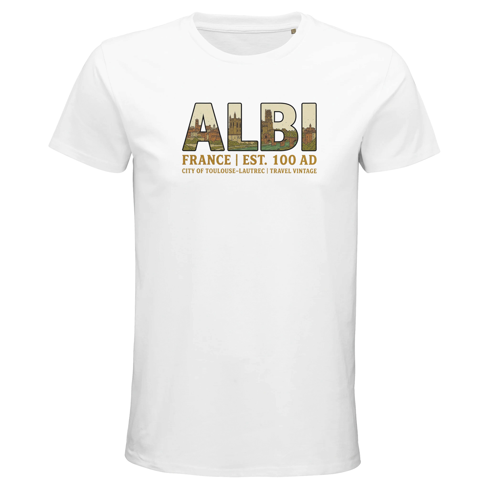 T-shirt Albi homme bio ajusté ville rose du Tarn T-shirt Albi homme bio ajusté ville rose du Tarn