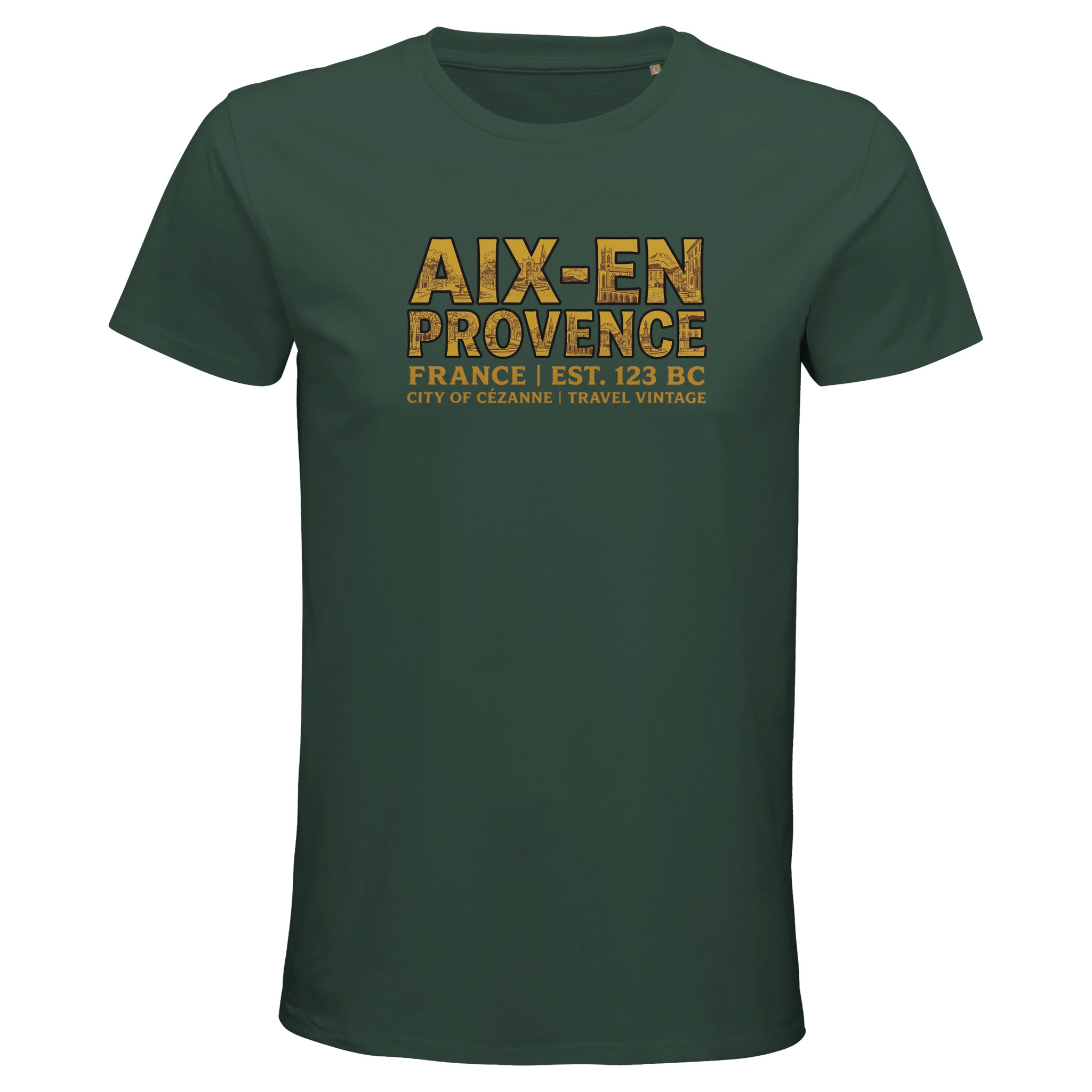 T-shirt Aix-en-Provence homme bio ajusté ville T-shirt Aix-en-Provence homme bio ajusté ville