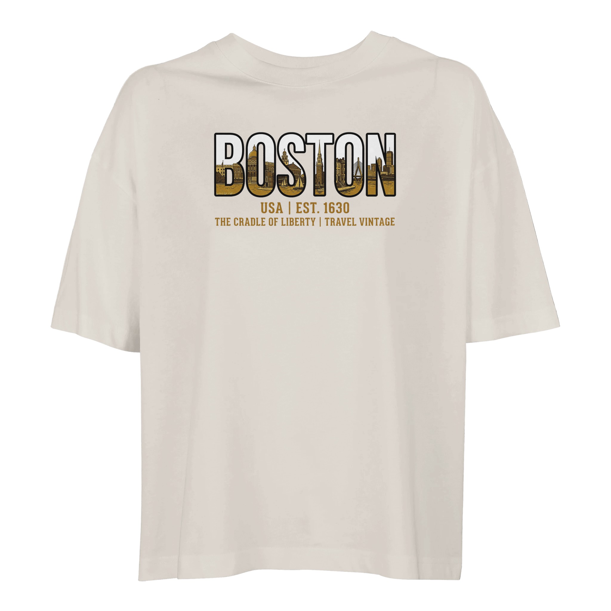 T-shirt Boston femme ample coton en conversion bio T-shirt Boston femme ample coton en conversion bio, coloris Off White