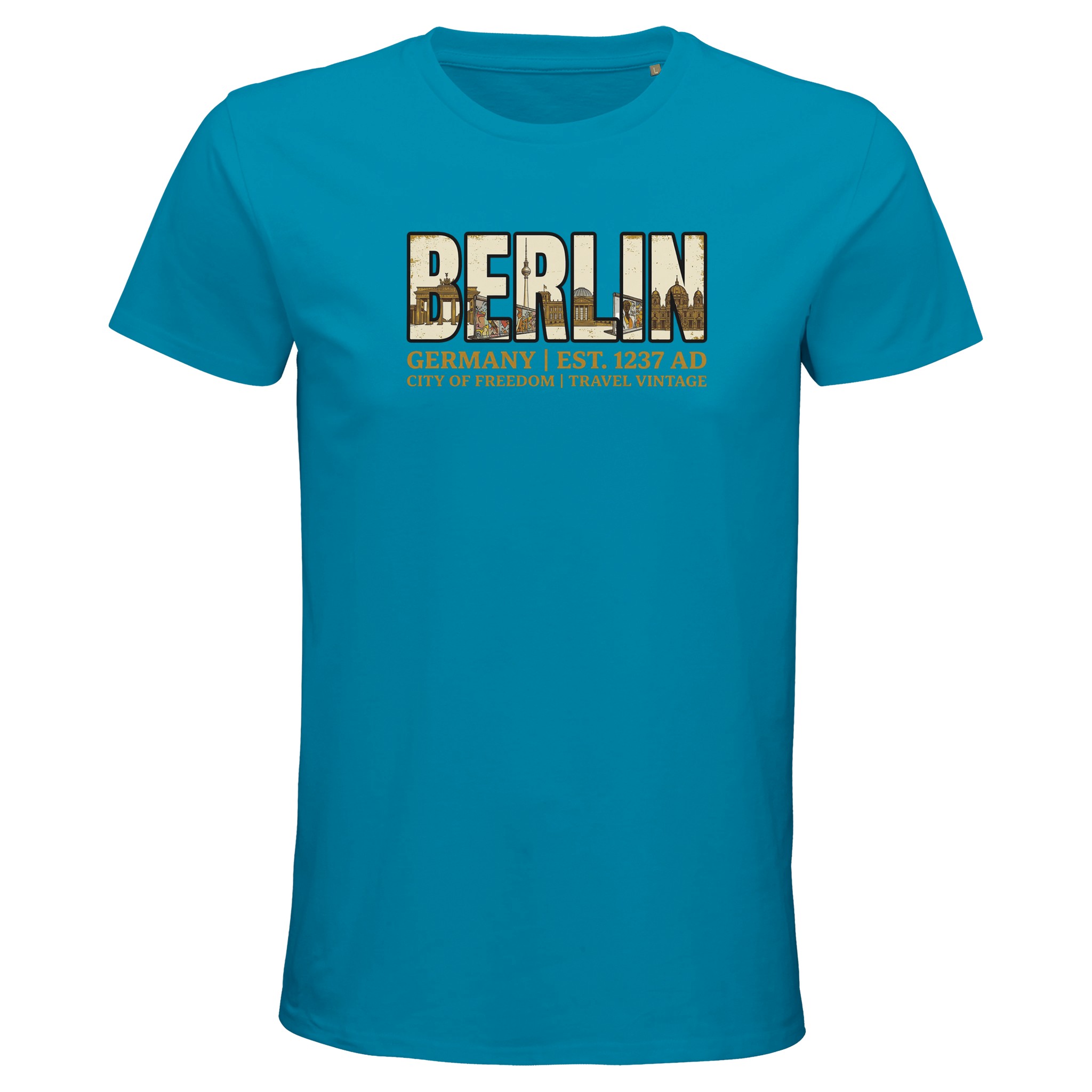 T-shirt Berlin homme bio ajusté ville de liberté T-shirt Berlin homme bio ajusté ville de liberté, coloris Aqua