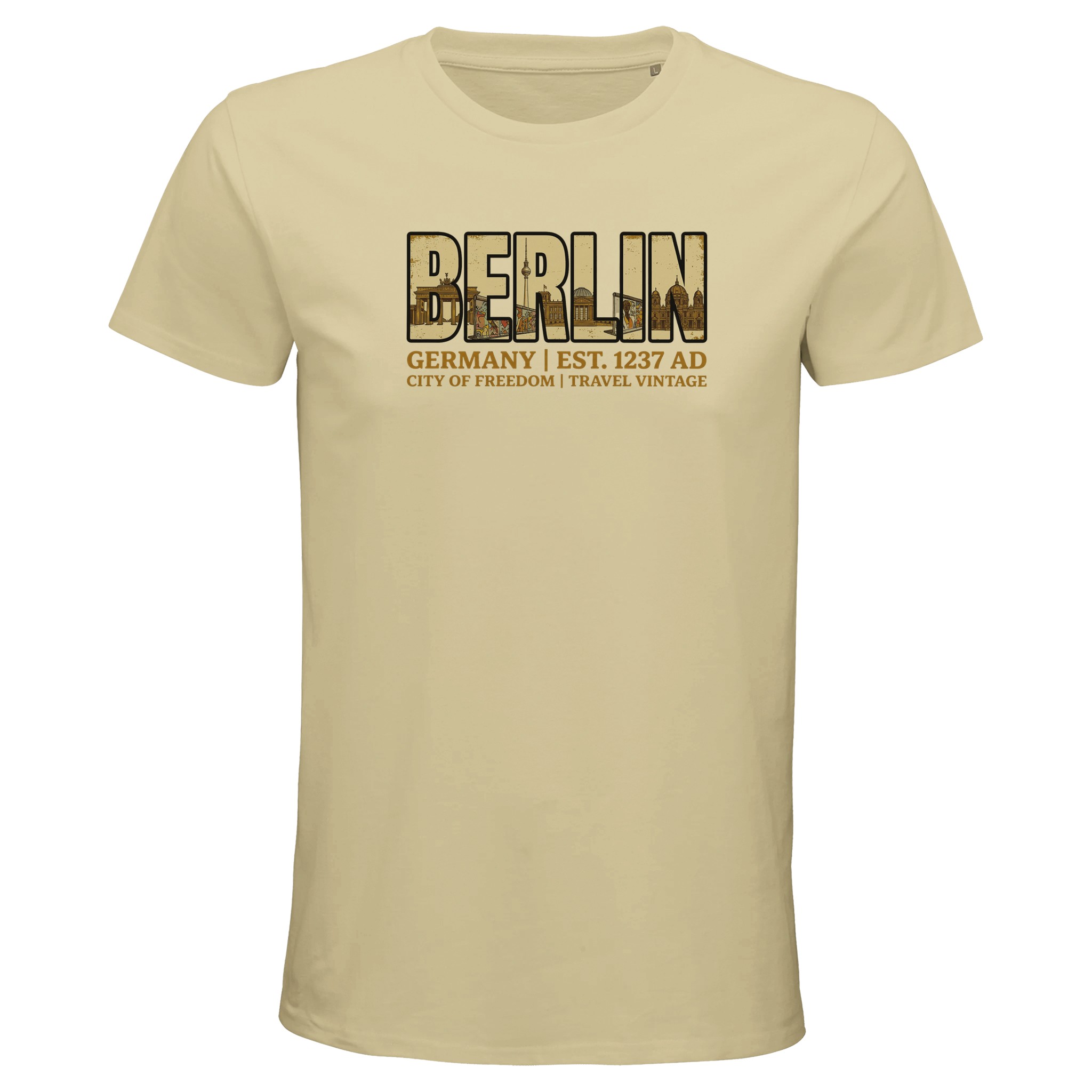 T-shirt Berlin homme bio ajusté ville de liberté T-shirt Berlin homme bio ajusté ville de liberté, coloris Natural