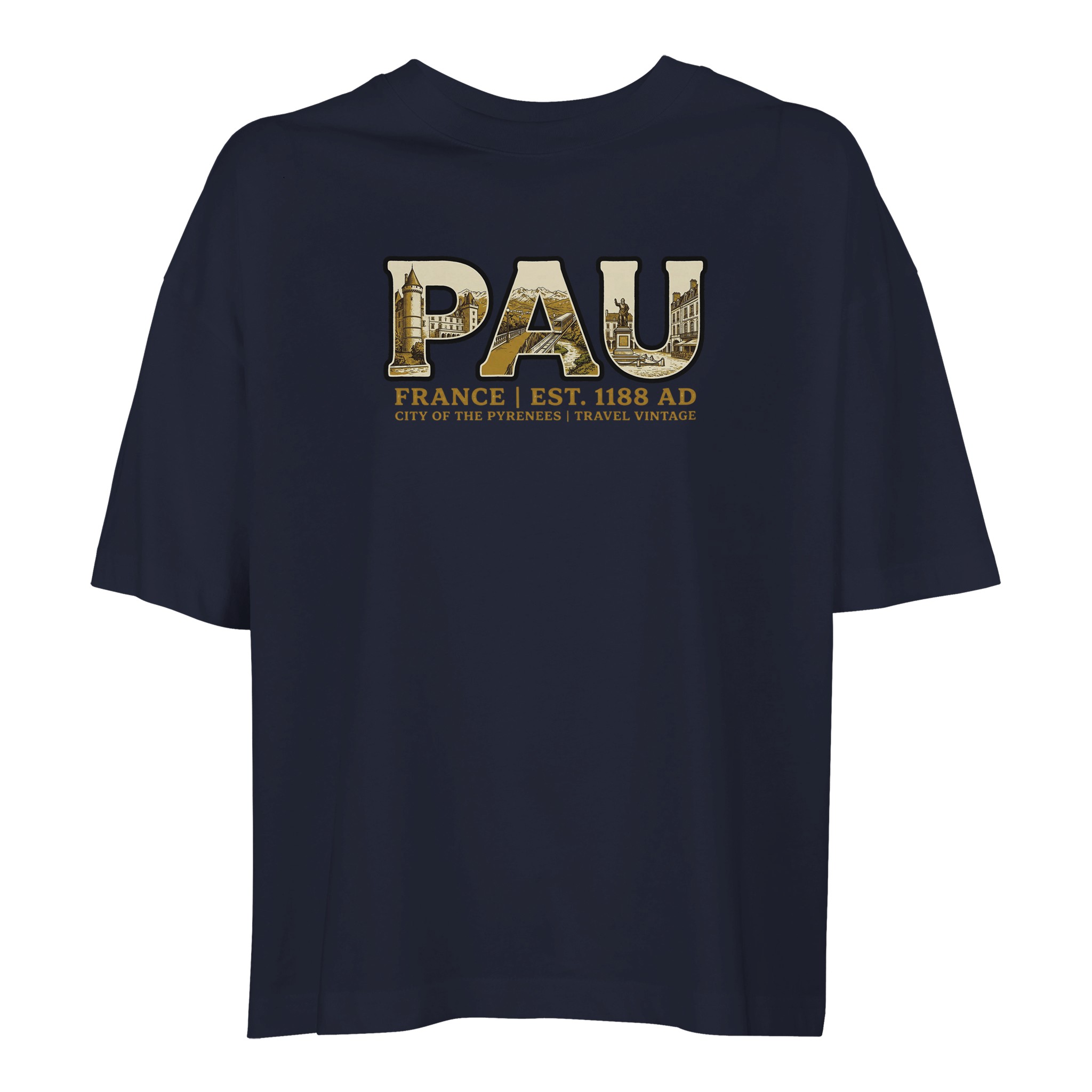 T-shirt Pau femme ample coton bio ville vintage T-shirt Pau femme ample coton bio ville vintage