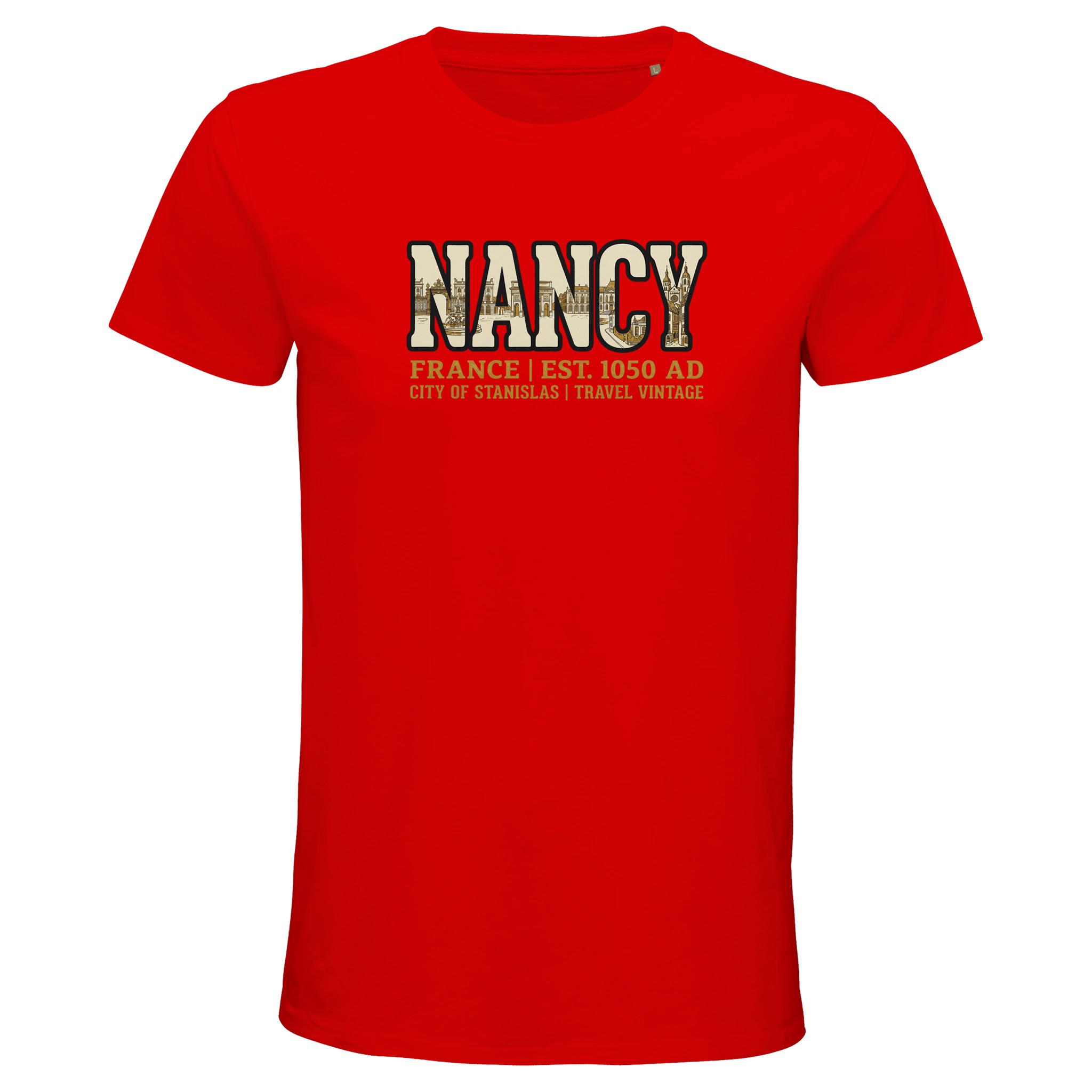 T-shirt Nancy homme bio ajusté ville française T-shirt Nancy homme bio ajusté ville française