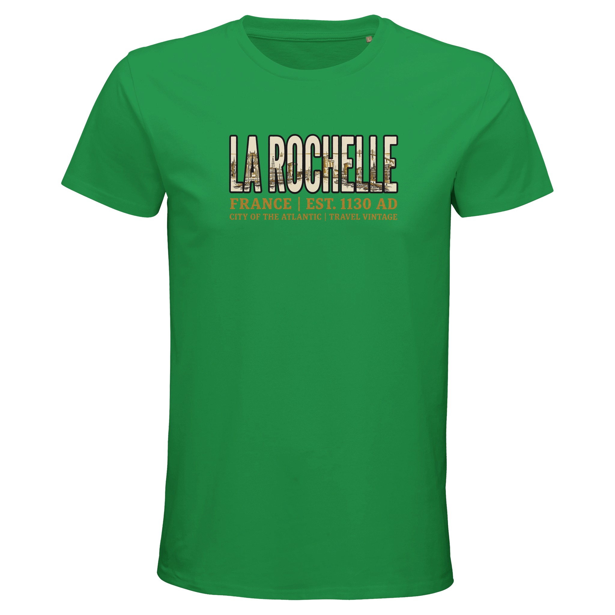 T-shirt La Rochelle homme bio ajusté ville Atlantique T-shirt La Rochelle homme bio ajusté ville Atlantique