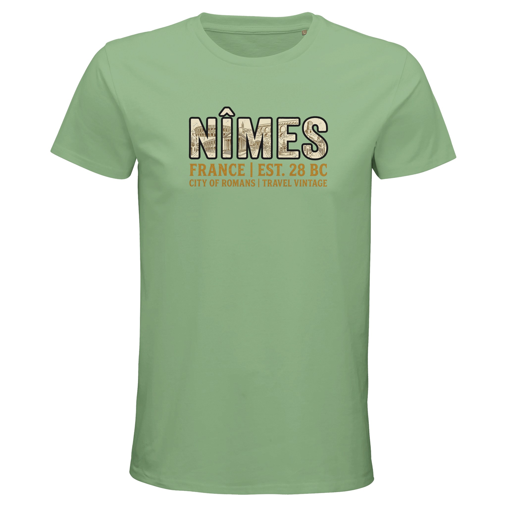 T-shirt Nîmes homme bio ajusté ville française T-shirt Nîmes homme bio ajusté ville française