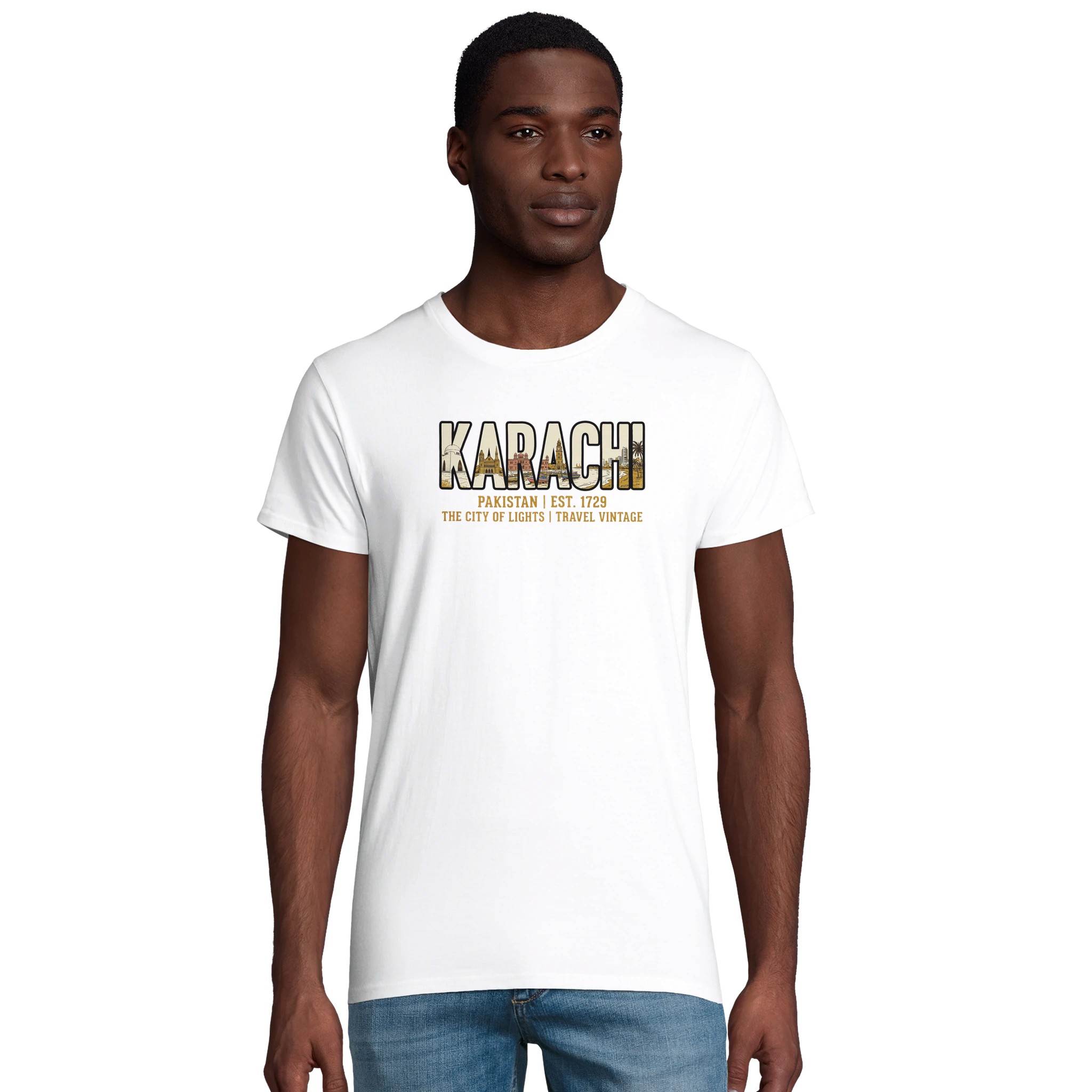 T-shirt Karachi homme bio ajusté ville de lumière T-shirt Karachi homme bio ajusté ville de lumière
