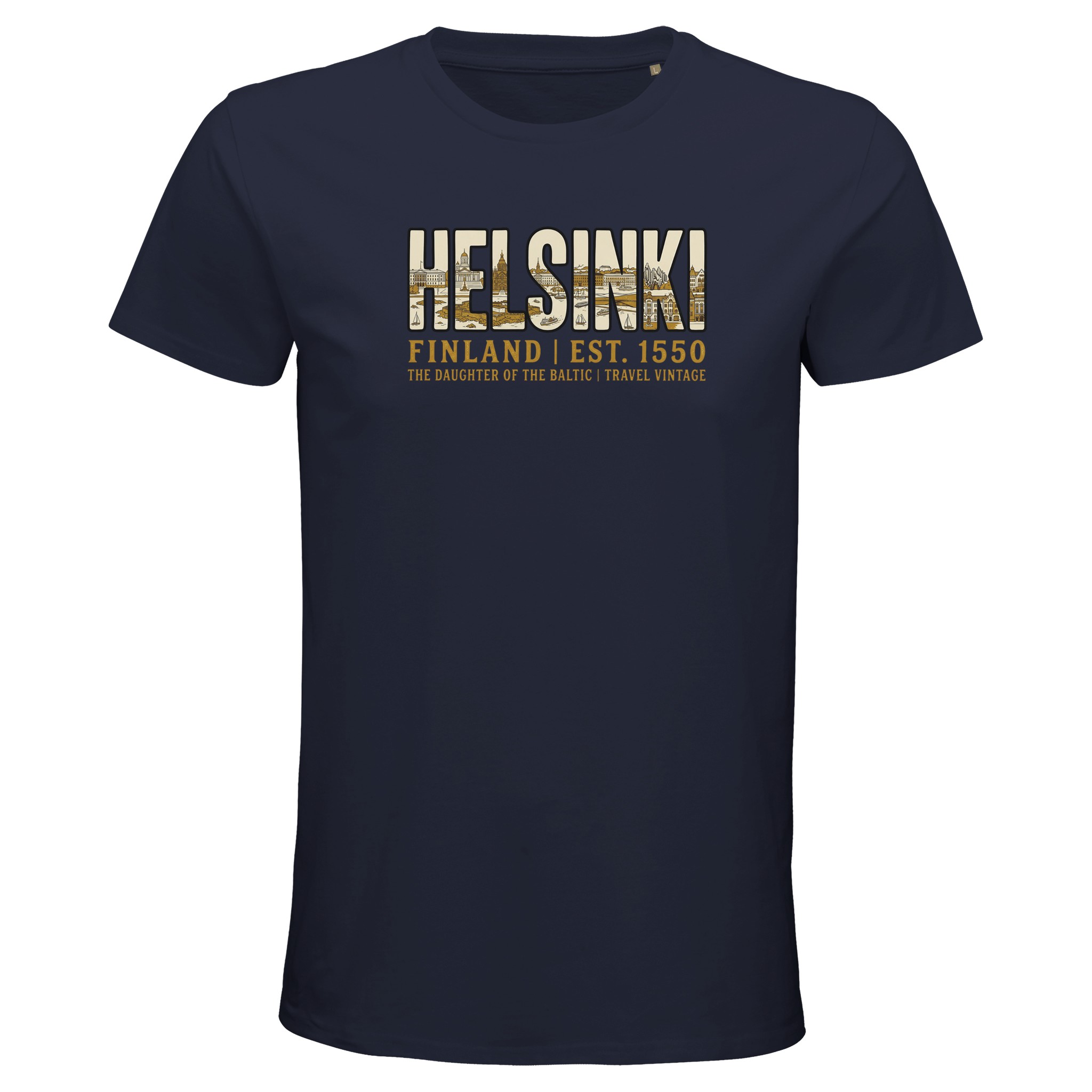 T-shirt Helsinki homme bio ajusté Finlande T-shirt Helsinki homme bio ajusté Finlande, coloris French Navy