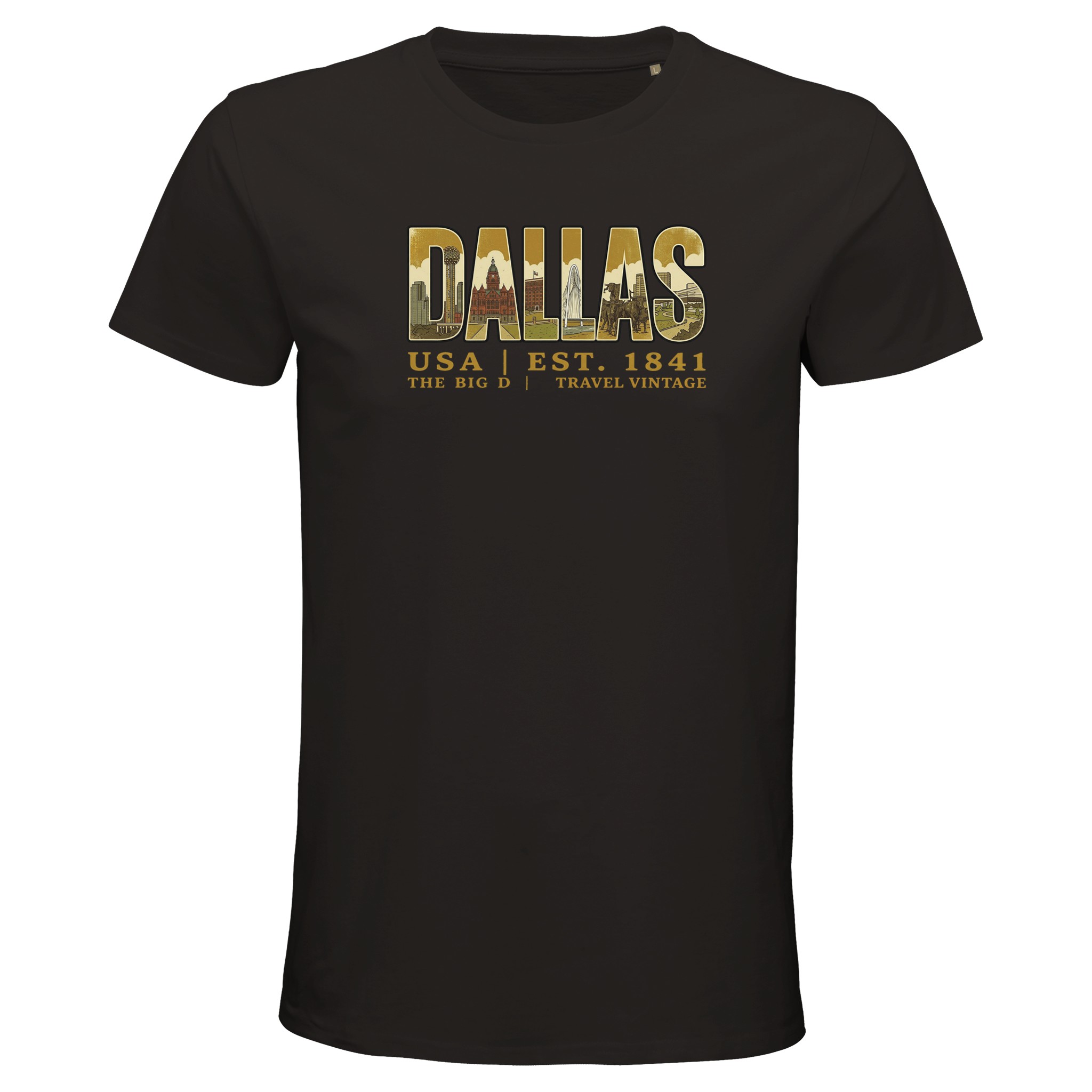 T-shirt Dallas homme bio ajusté Big D vintage T-shirt Dallas homme bio ajusté Big D vintage