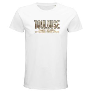 T-shirt Toulouse homme bio ajusté ville rose T-shirt Toulouse homme bio ajusté ville rose