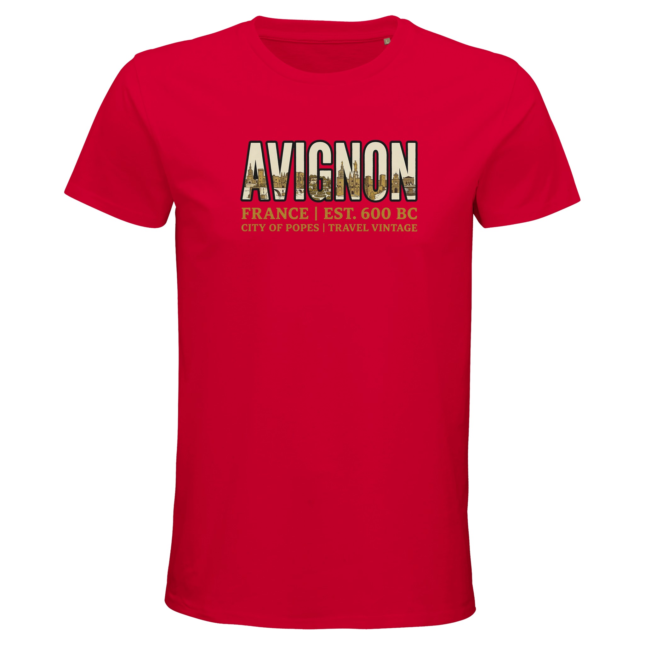T-shirt Avignon homme bio ajusté ville vintage T-shirt Avignon homme bio ajusté ville vintage