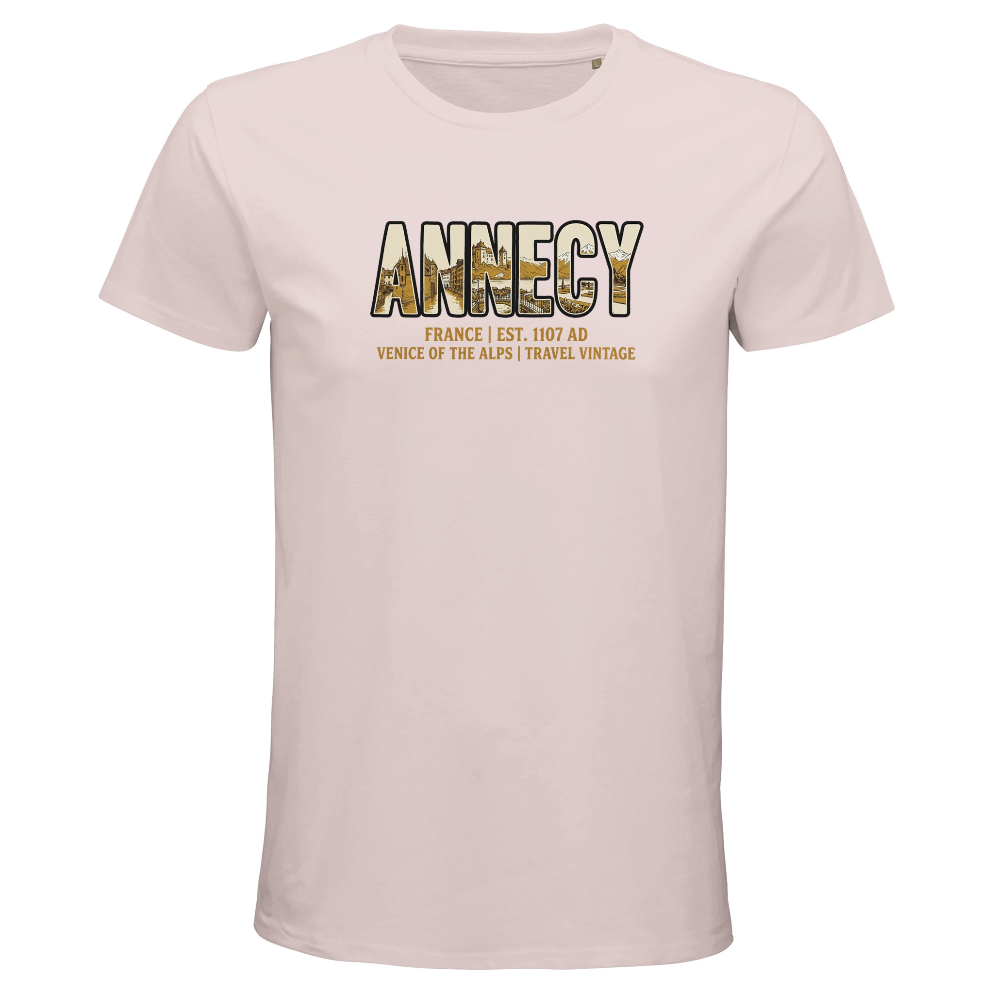 T-shirt Annecy homme bio ajusté ville des Alpes T-shirt Annecy homme bio ajusté ville des Alpes