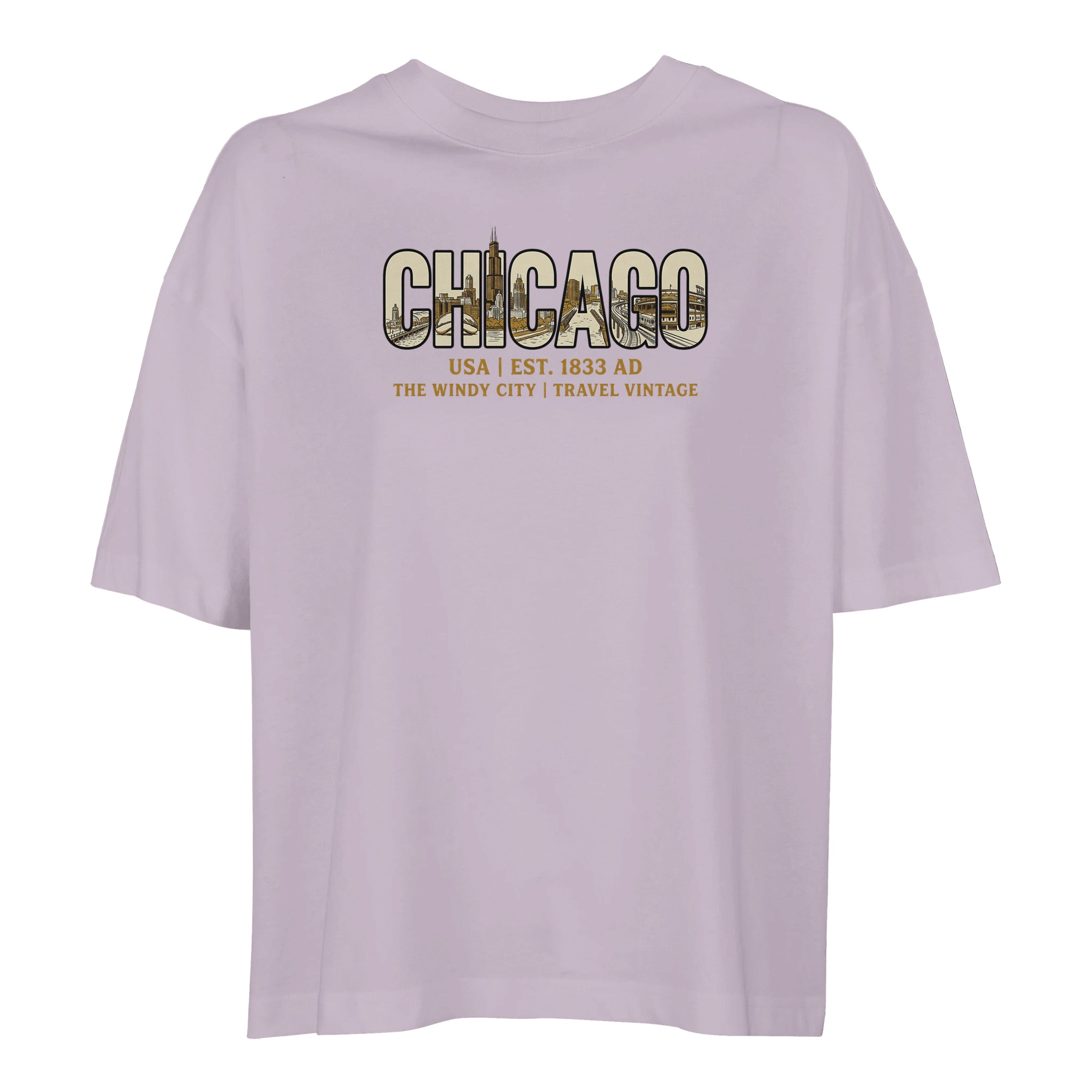 T-shirt Chicago femme ample coton en conversion bio T-shirt Chicago femme ample coton en conversion bio, coloris lilak