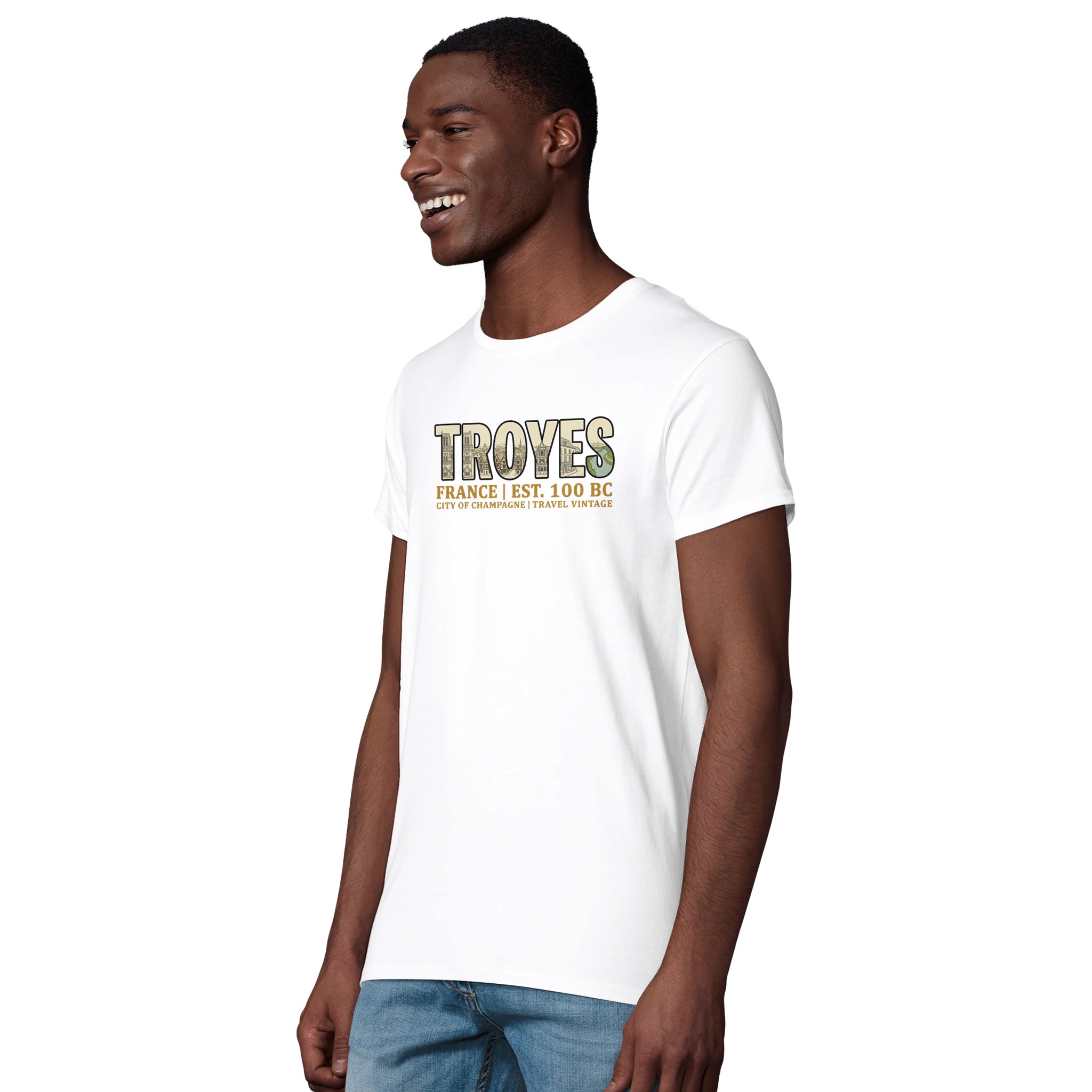 T-shirt Troyes homme bio ajusté ville champagne T-shirt Troyes homme bio ajusté ville champagne
