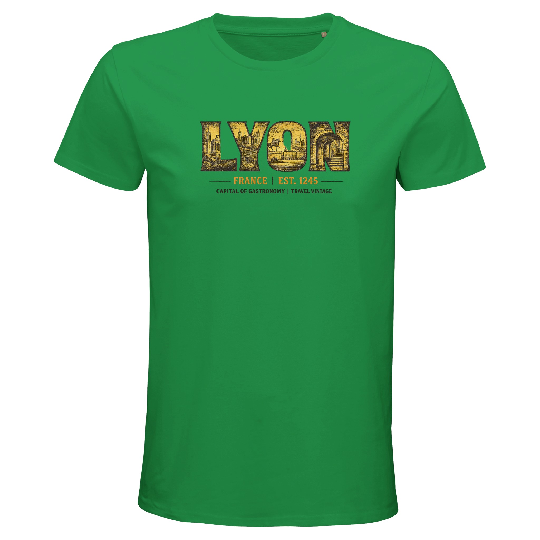T-shirt Lyon homme bio ajusté ville et gastronomie T-shirt Lyon homme bio ajusté ville et gastronomie