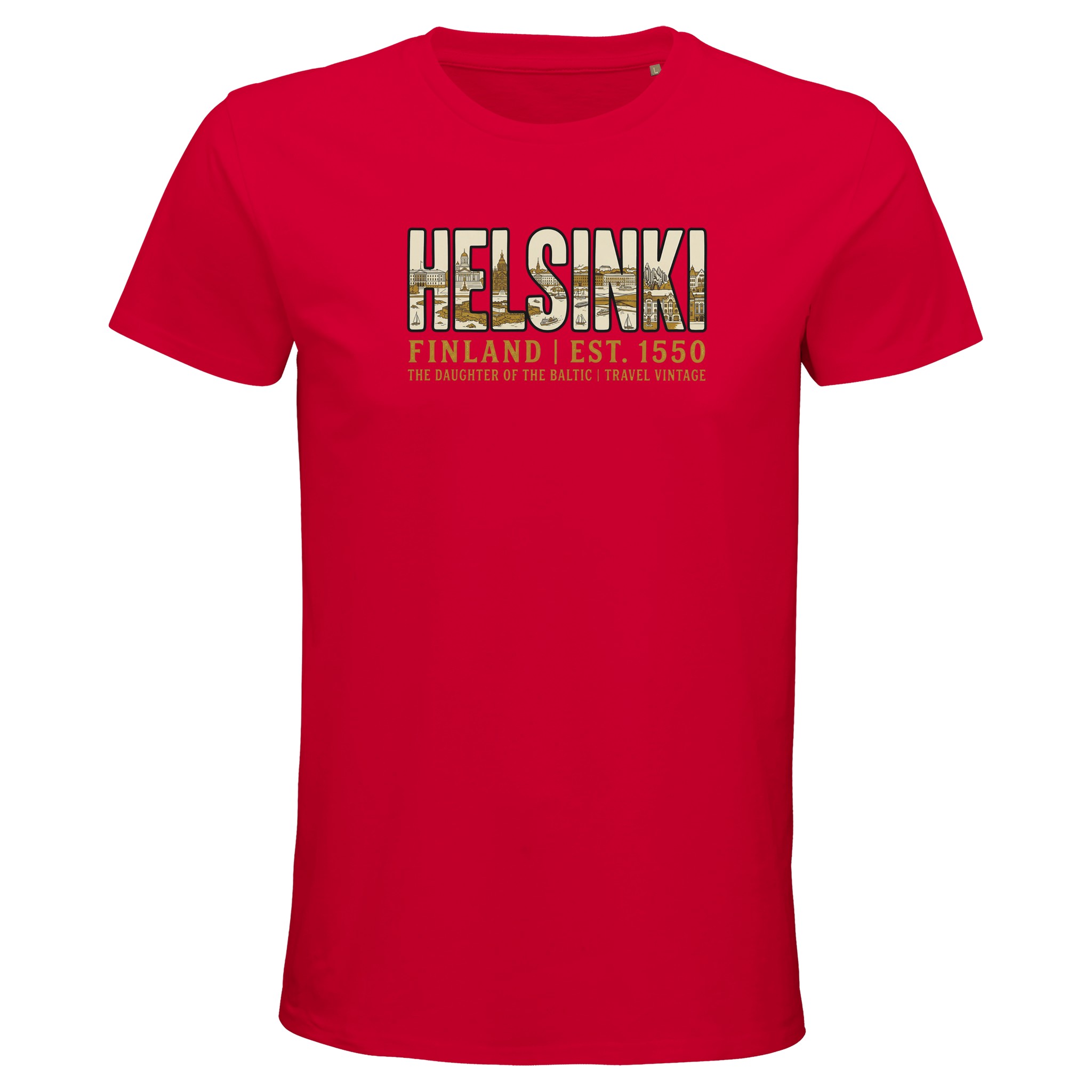 T-shirt Helsinki homme bio ajusté Finlande T-shirt Helsinki homme bio ajusté Finlande, coloris Rouge