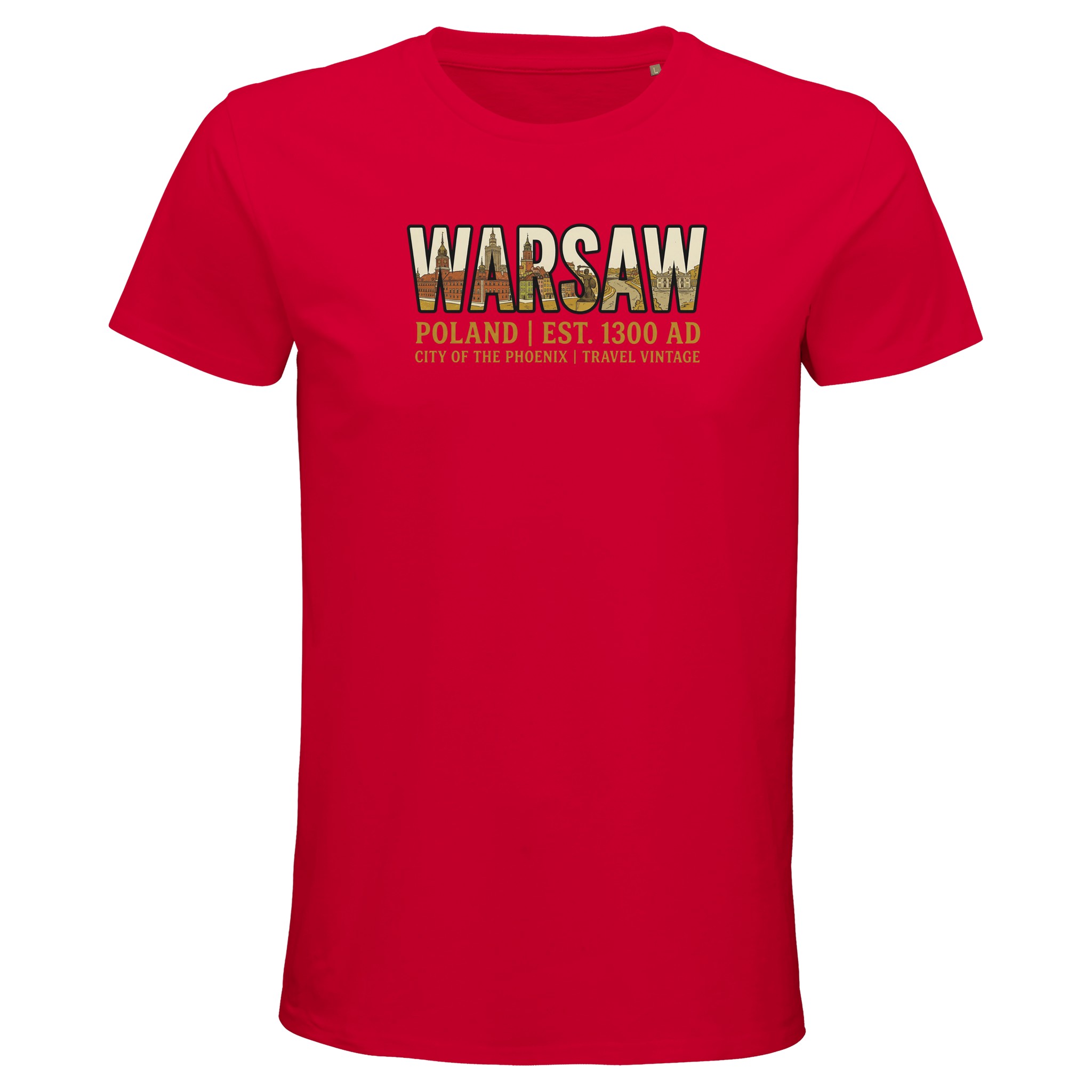 T-shirt Varsovie homme bio ajusté coton naturel T-shirt Varsovie homme bio ajusté coton naturel, coloris Rouge