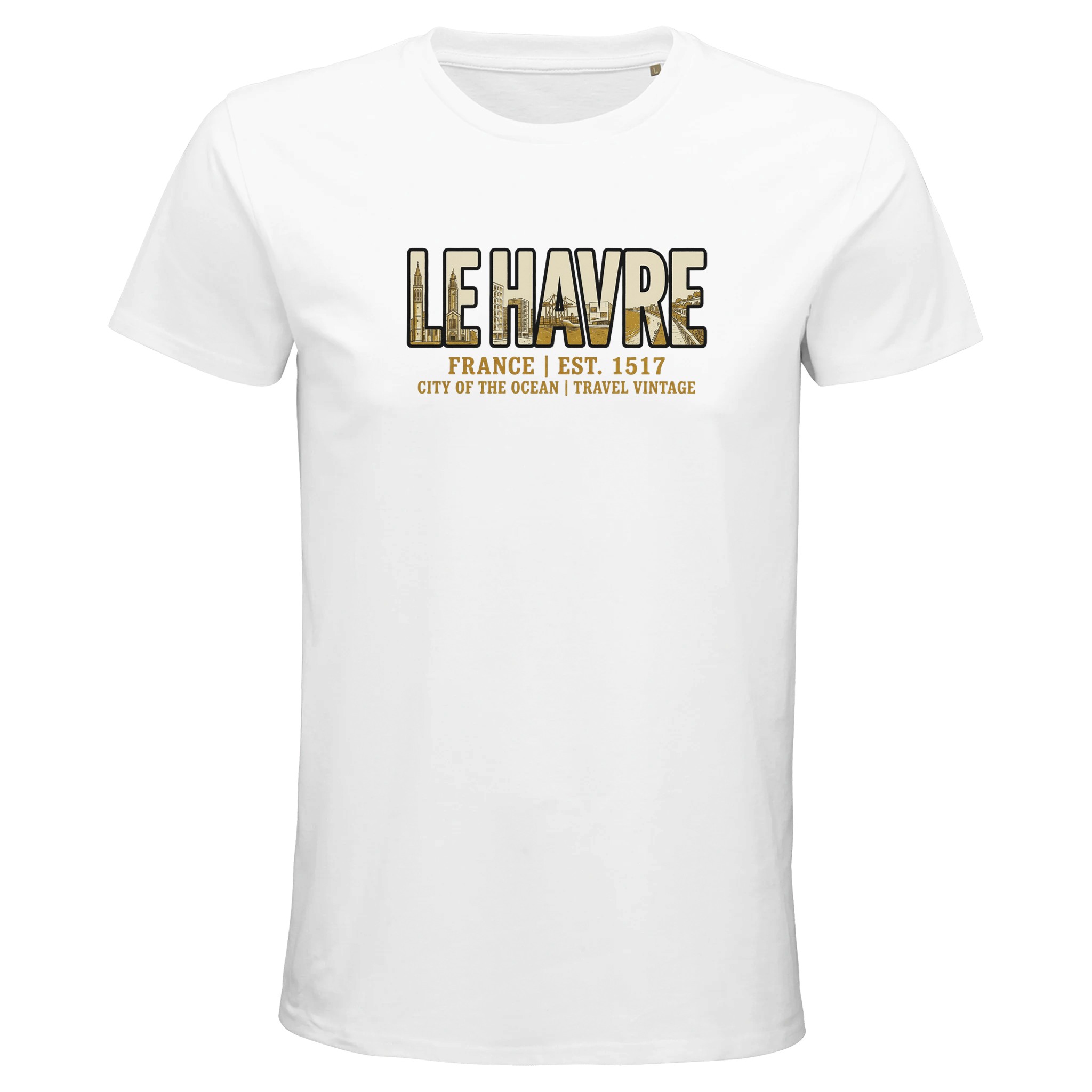 T-shirt Le Havre homme bio ajusté ville vintage T-shirt Le Havre homme bio ajusté ville vintage
