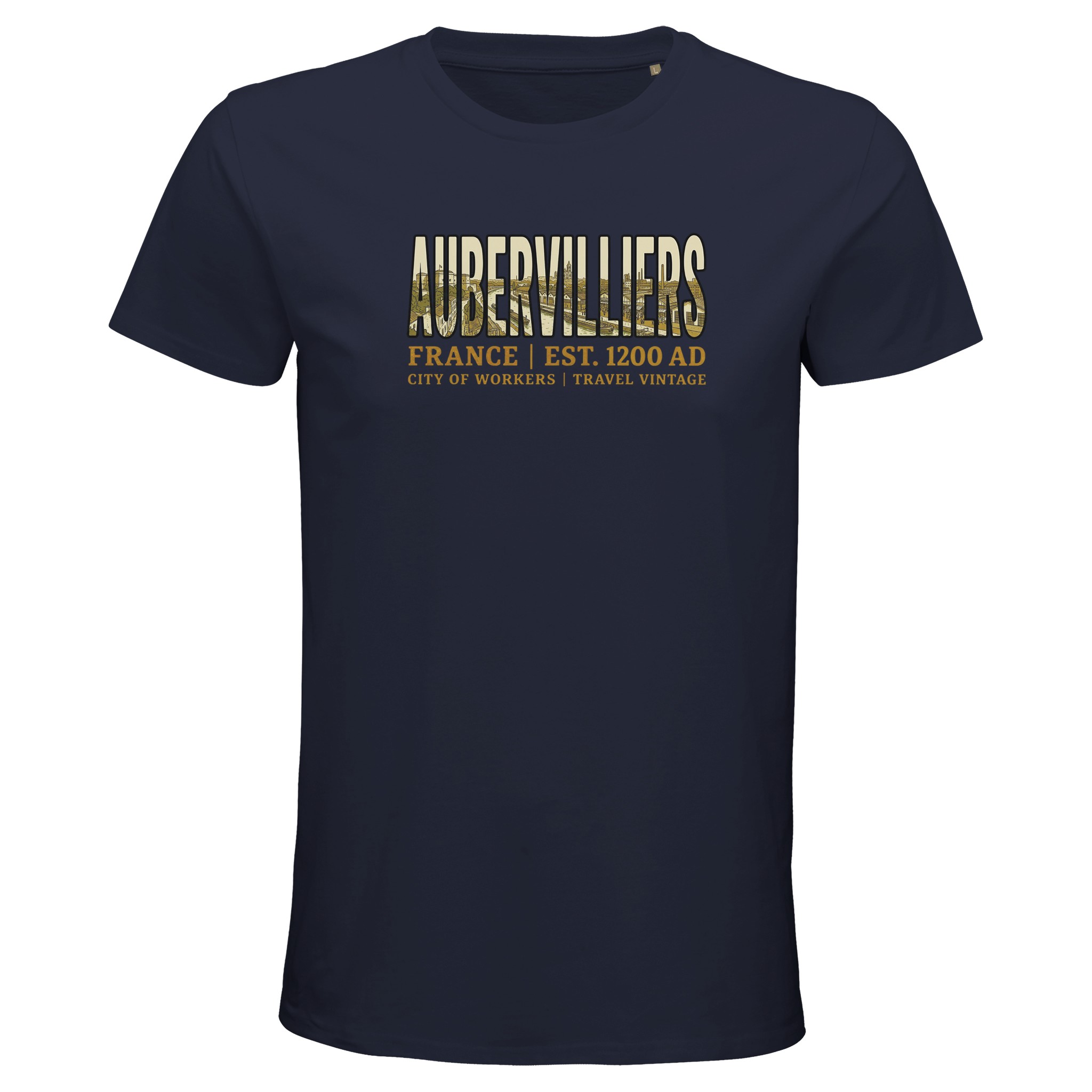 T-shirt Aubervilliers homme bio ajusté ville française T-shirt Aubervilliers homme bio ajusté ville française