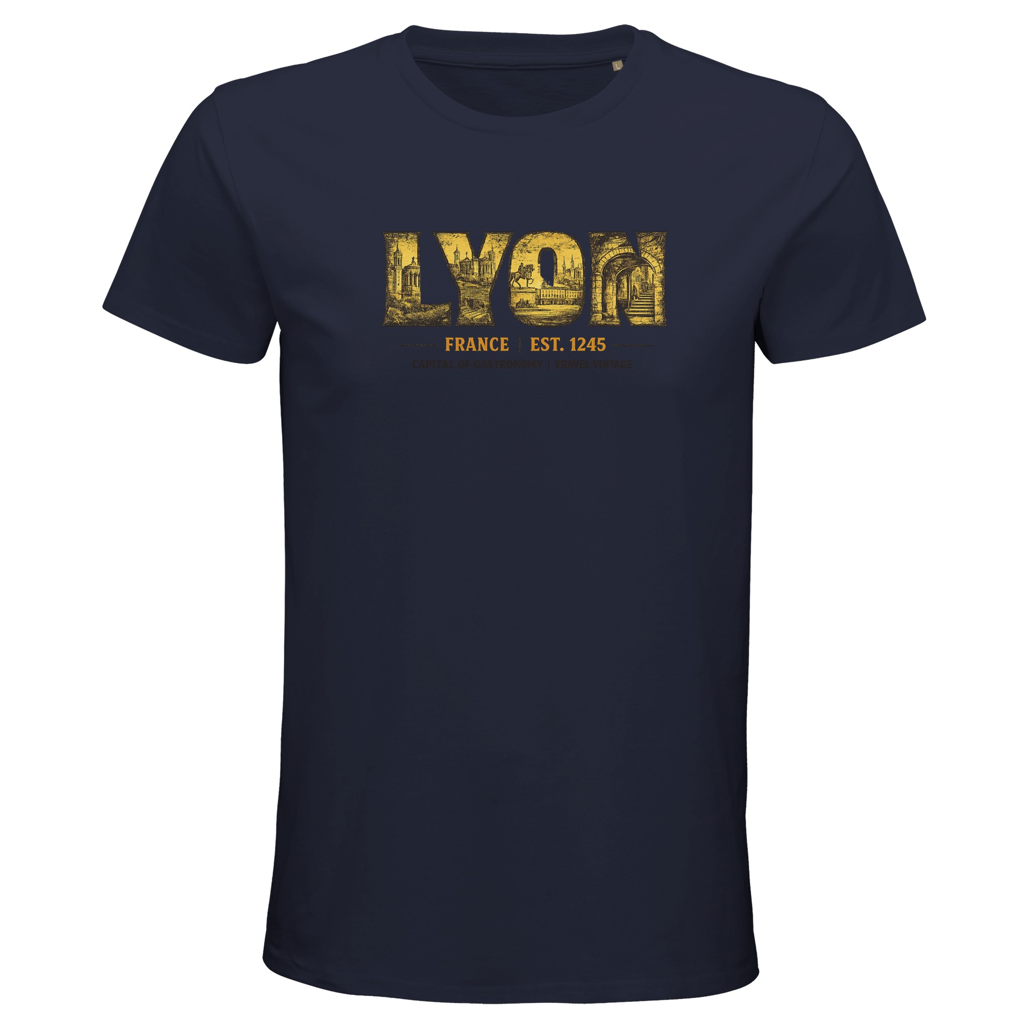 T-shirt Lyon homme bio ajusté ville et gastronomie T-shirt Lyon homme bio ajusté ville et gastronomie