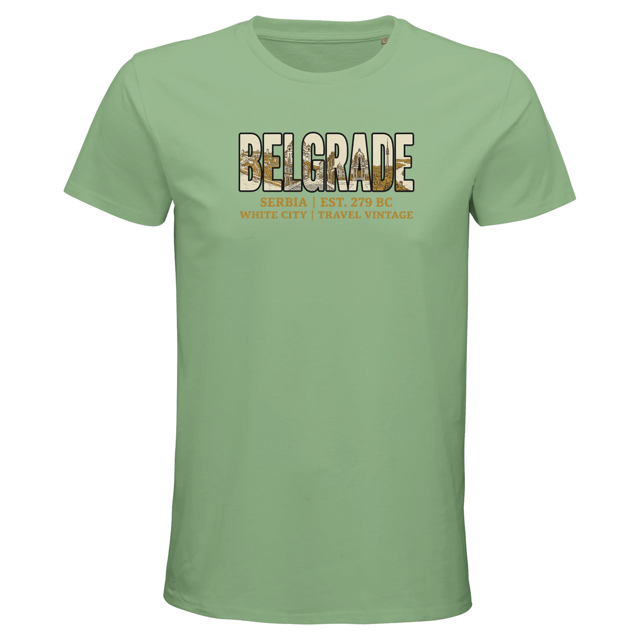 T-shirt Belgrade homme bio ajusté blanc T-shirt Belgrade homme bio ajusté blanc, coloris apple green