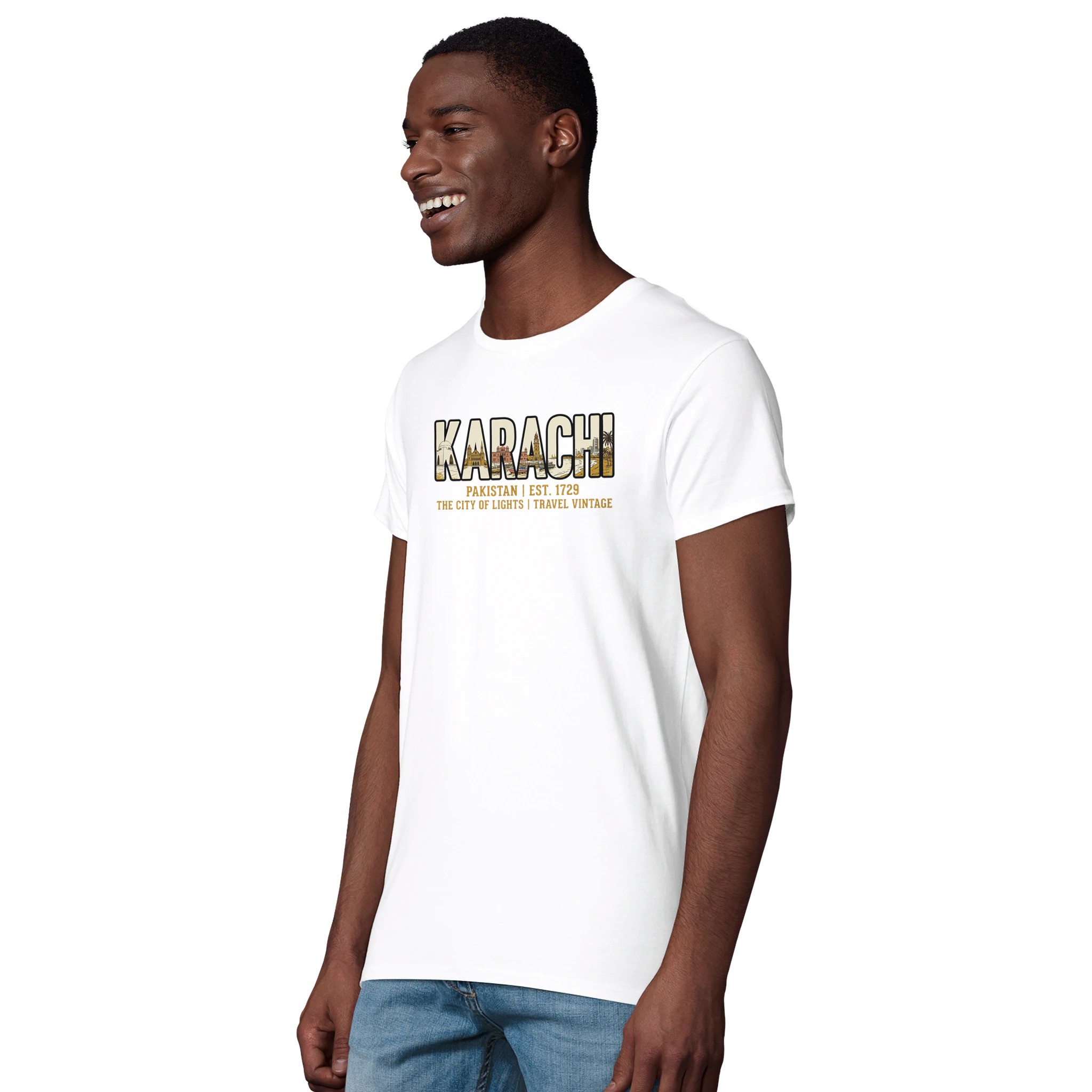 T-shirt Karachi homme bio ajusté ville de lumière T-shirt Karachi homme bio ajusté ville de lumière