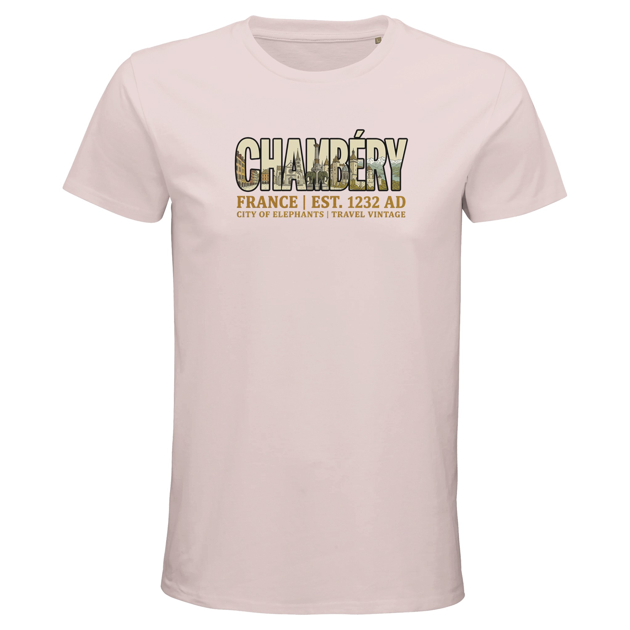 T-shirt Chambéry homme bio ajusté ville des Éléphants T-shirt Chambéry homme bio ajusté ville des Éléphants