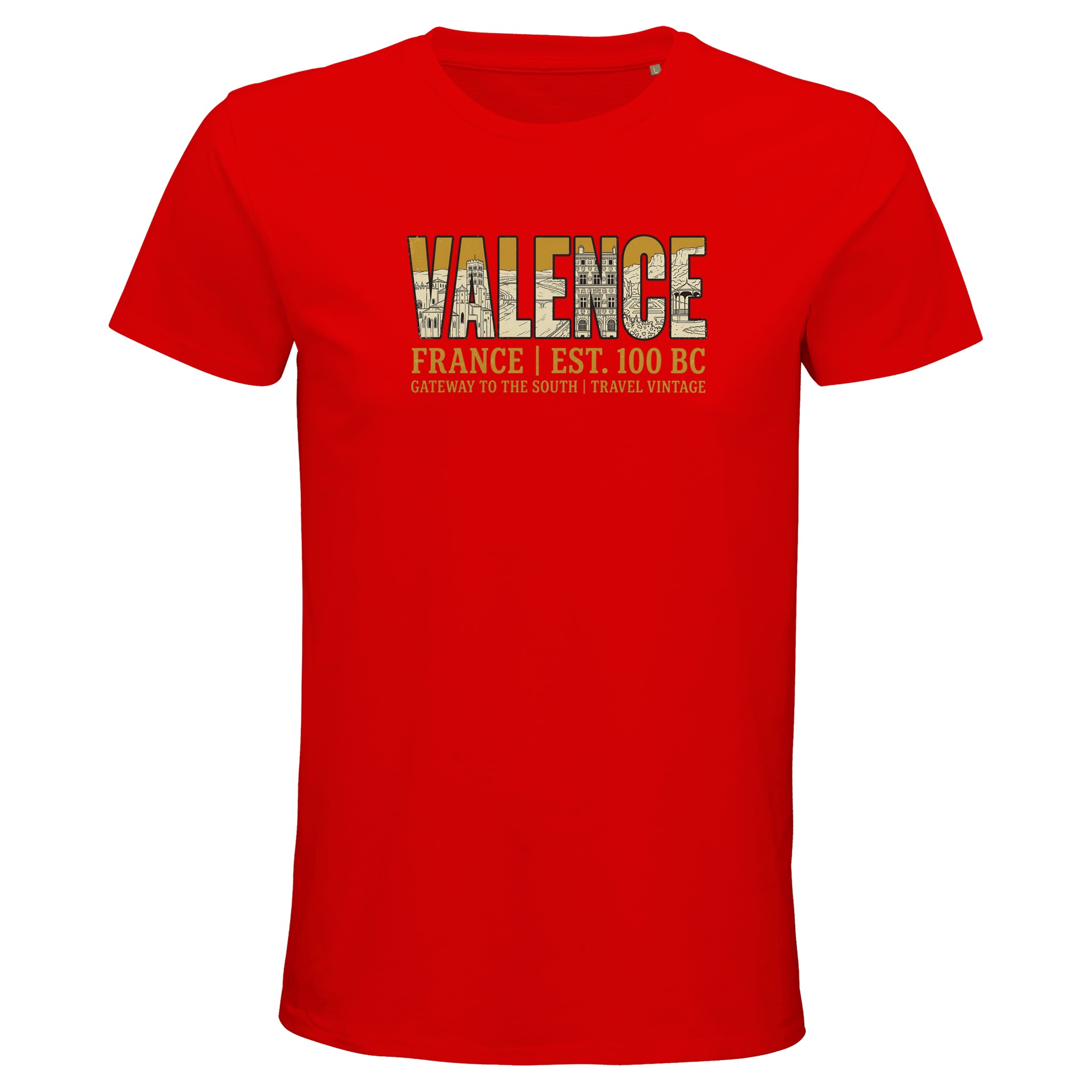 T-shirt Valence homme bio ajusté ville vintage T-shirt Valence homme bio ajusté ville vintage