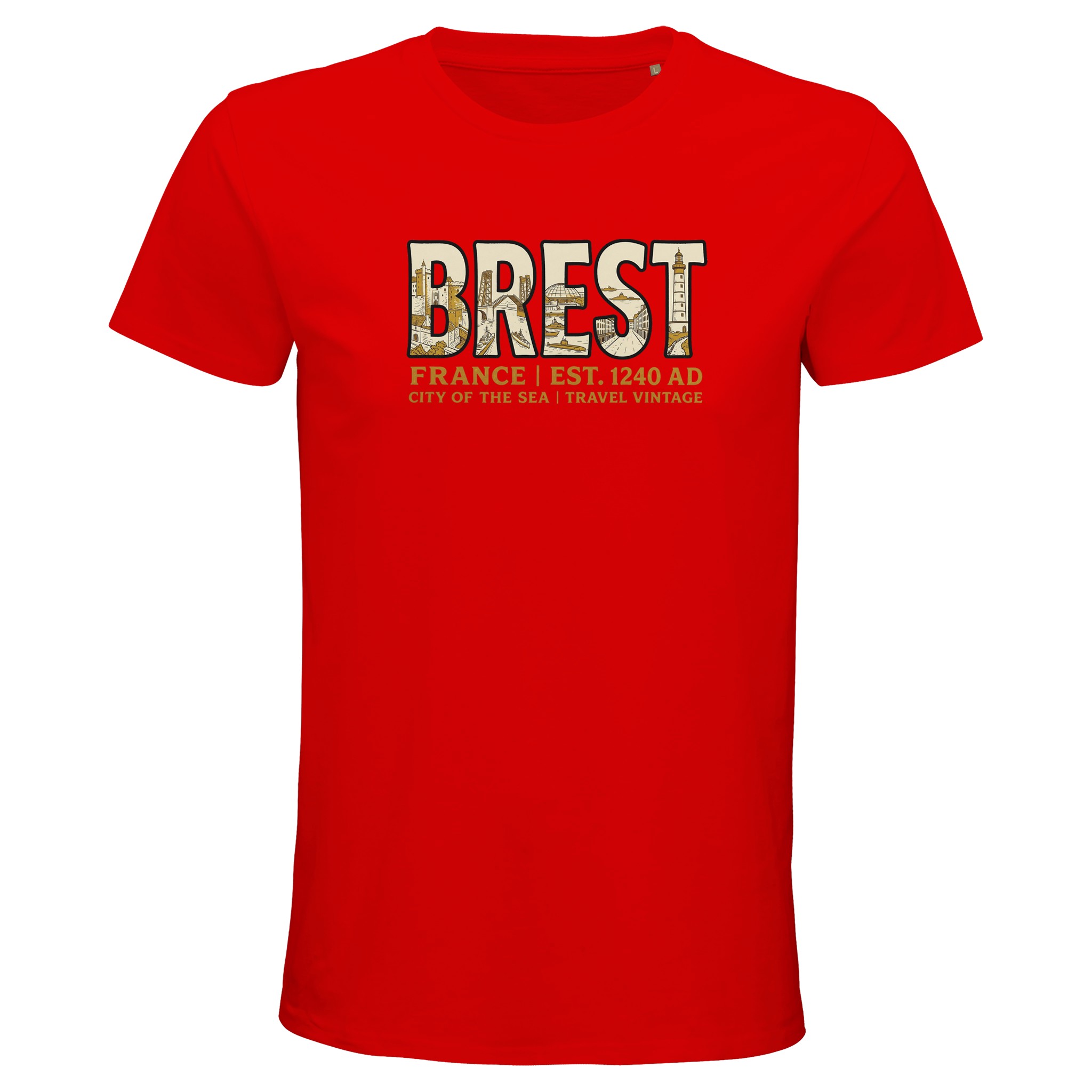 T-shirt Brest homme bio ajusté ville maritime T-shirt Brest homme bio ajusté ville maritime