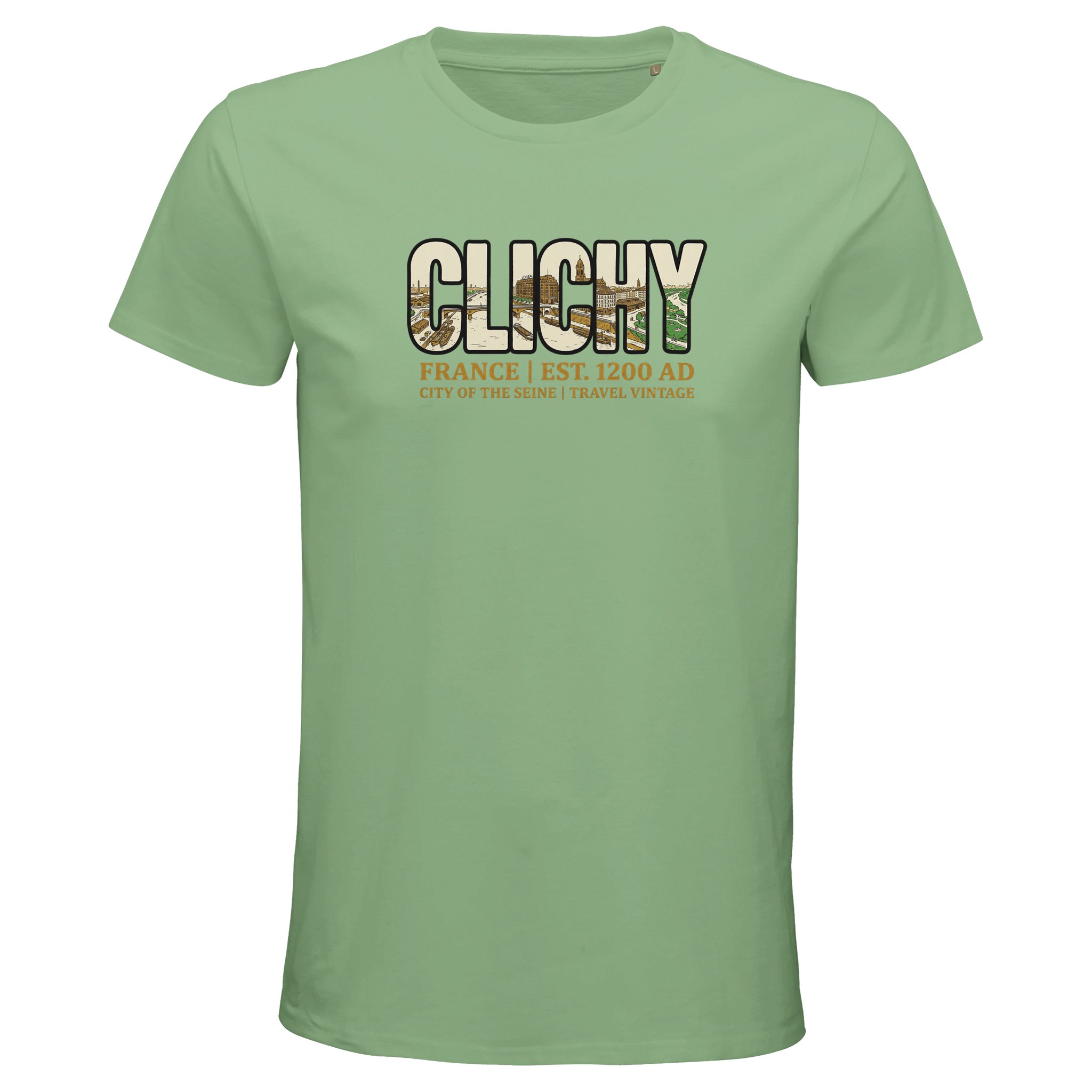 T-shirt Clichy homme bio ajusté ville vintage T-shirt Clichy homme bio ajusté ville vintage