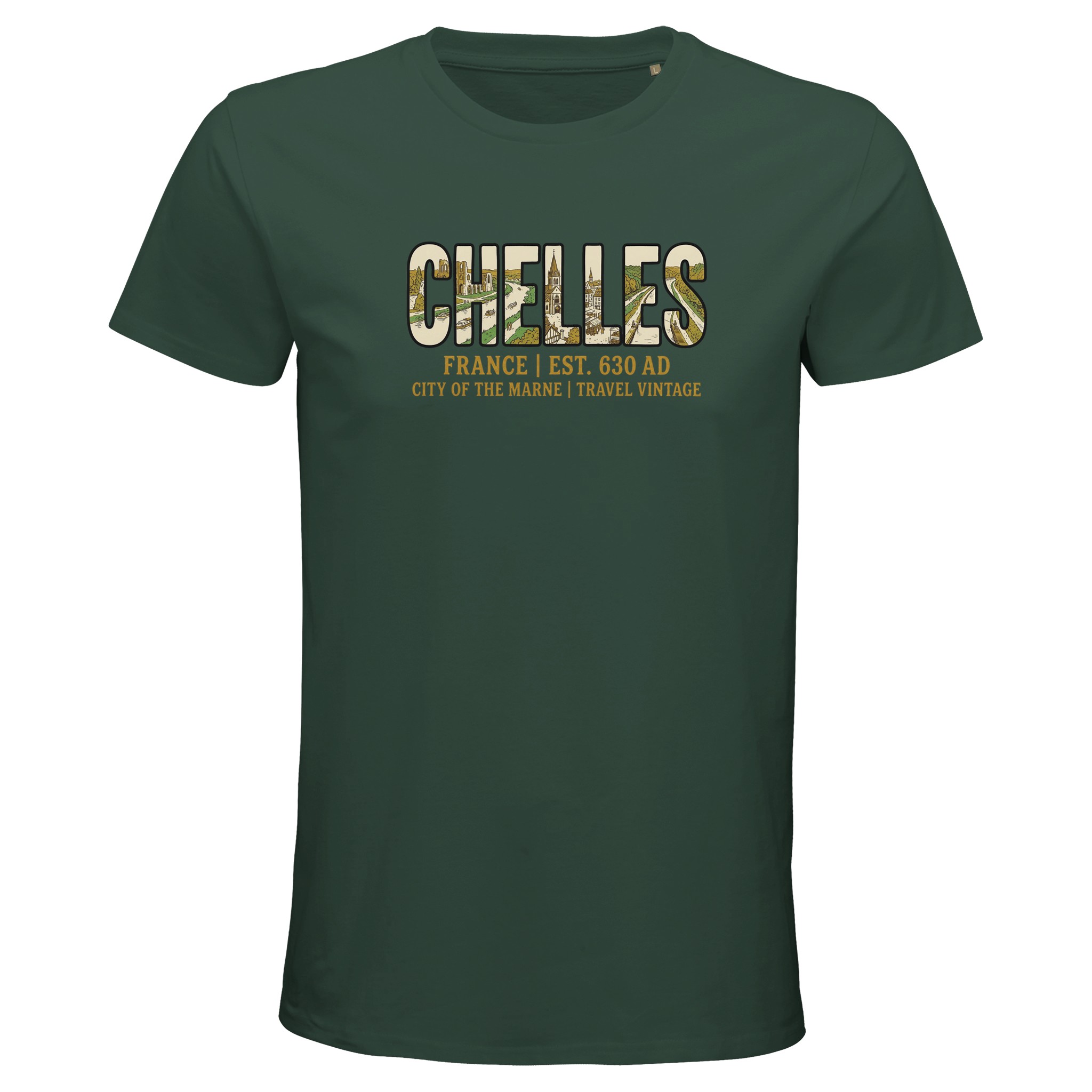 T-shirt Chelles homme bio ajusté ville vintage T-shirt Chelles homme bio ajusté ville vintage