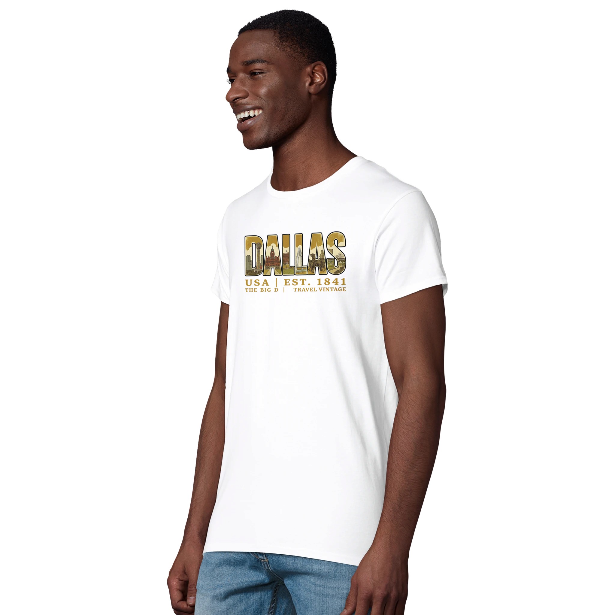 T-shirt Dallas homme bio ajusté Big D vintage T-shirt Dallas homme bio ajusté Big D vintage