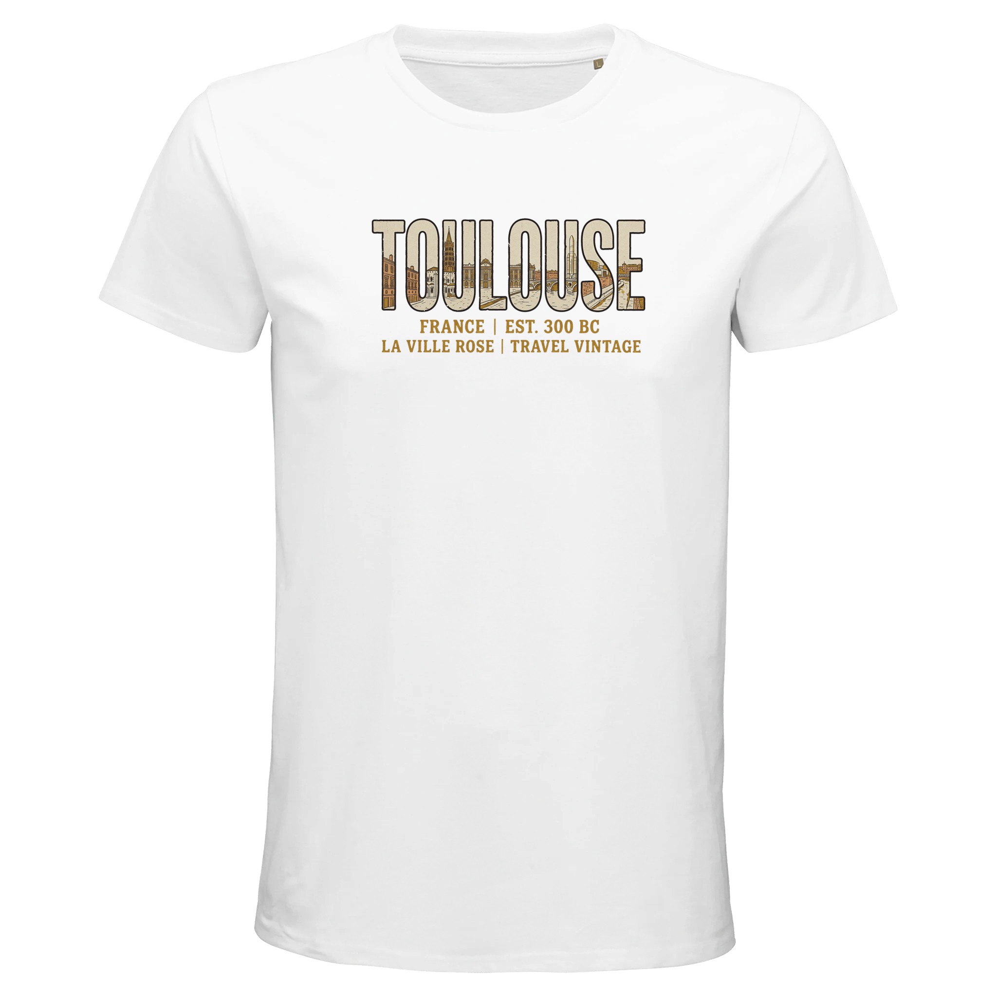 T-shirt Toulouse homme bio ajusté ville rose T-shirt Toulouse homme bio ajusté ville rose