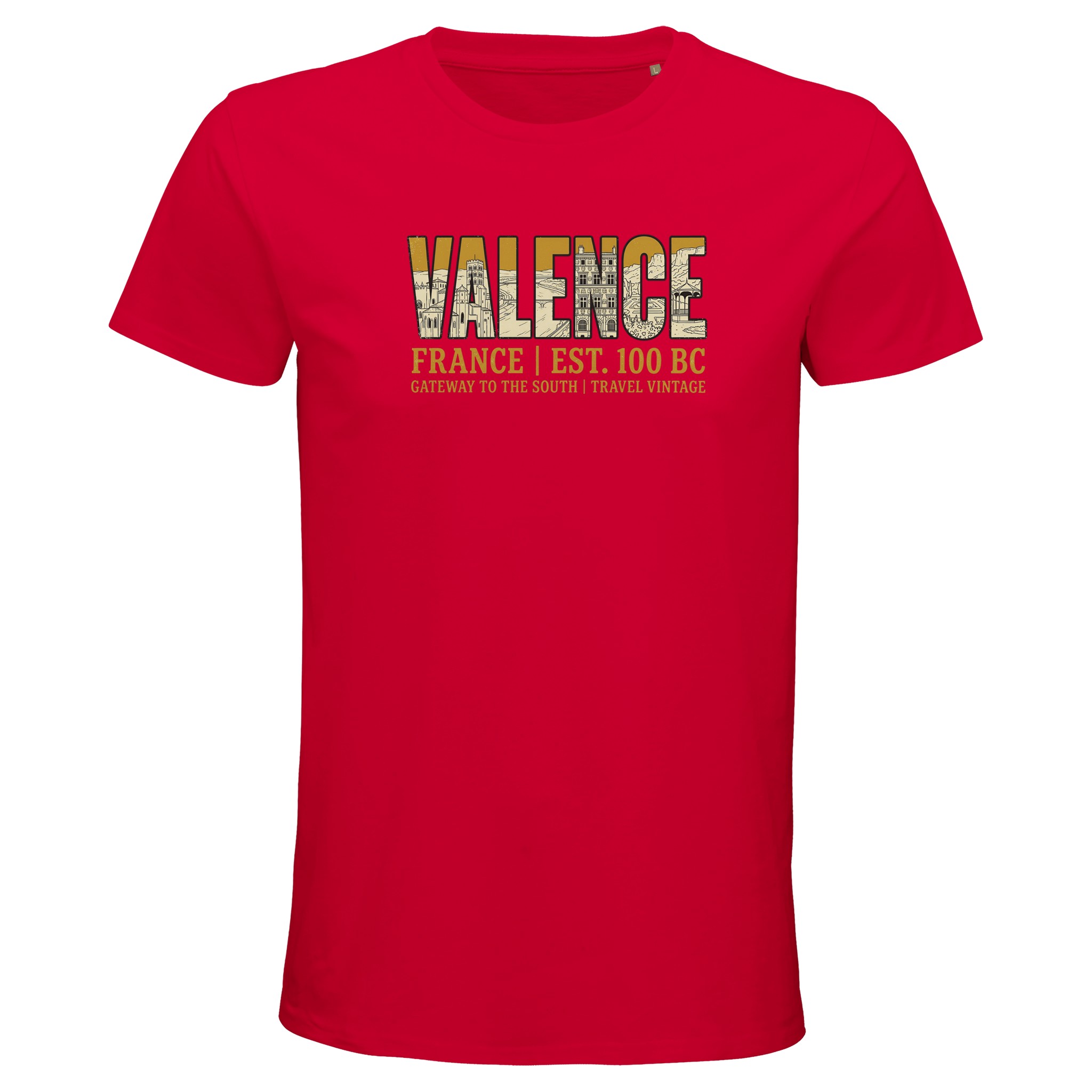 T-shirt Valence homme bio ajusté ville vintage T-shirt Valence homme bio ajusté ville vintage