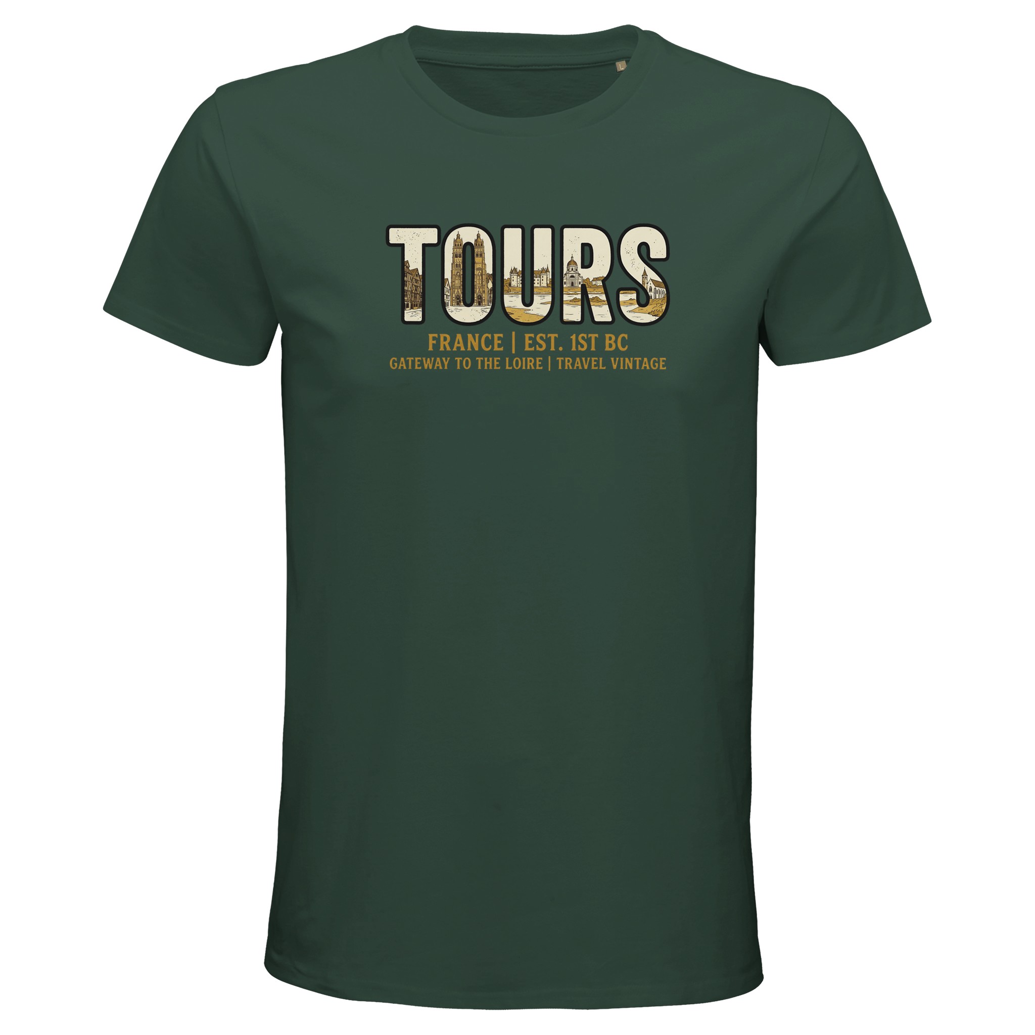T-shirt Tours homme bio ajusté ville Loire T-shirt Tours homme bio ajusté ville Loire