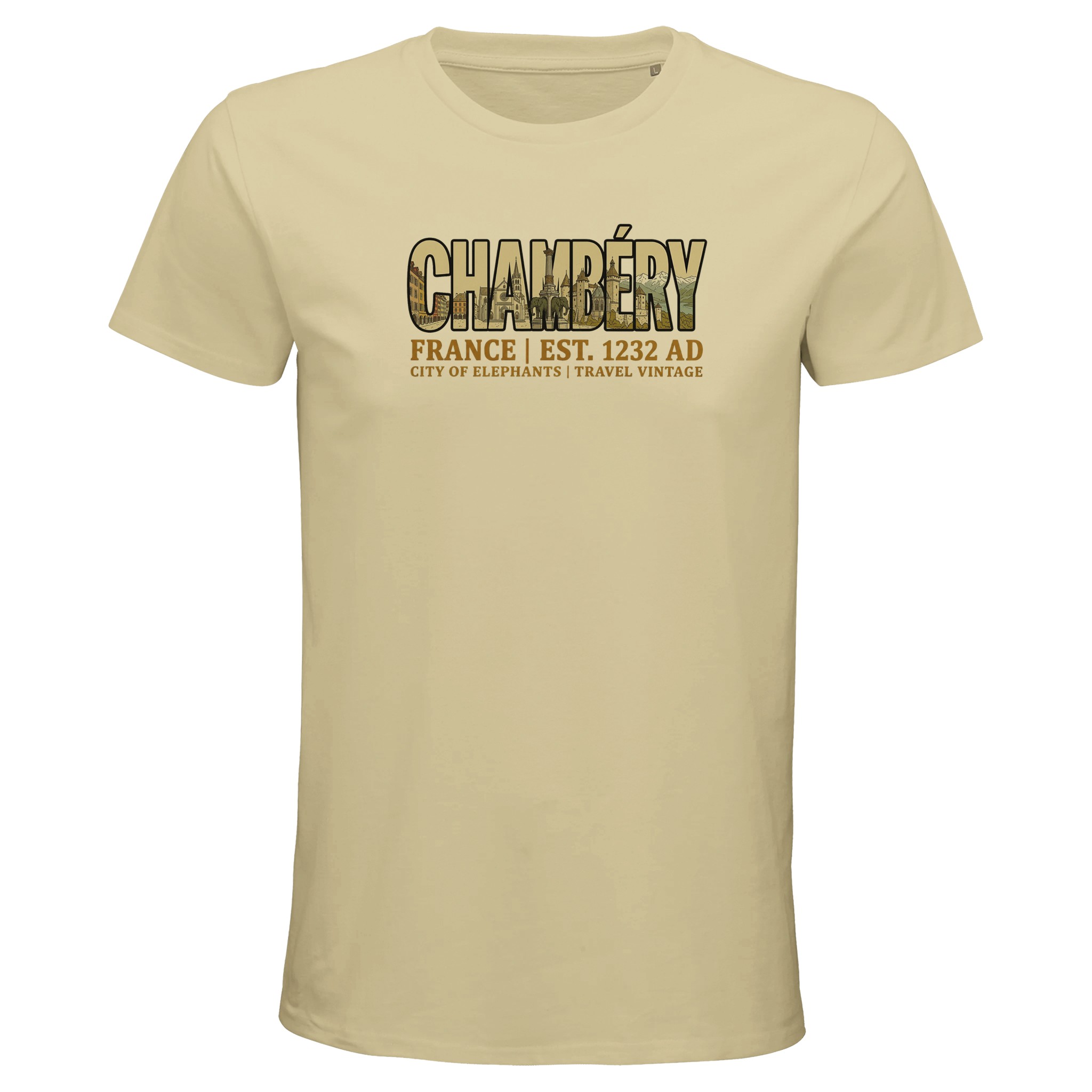 T-shirt Chambéry homme bio ajusté ville des Éléphants T-shirt Chambéry homme bio ajusté ville des Éléphants