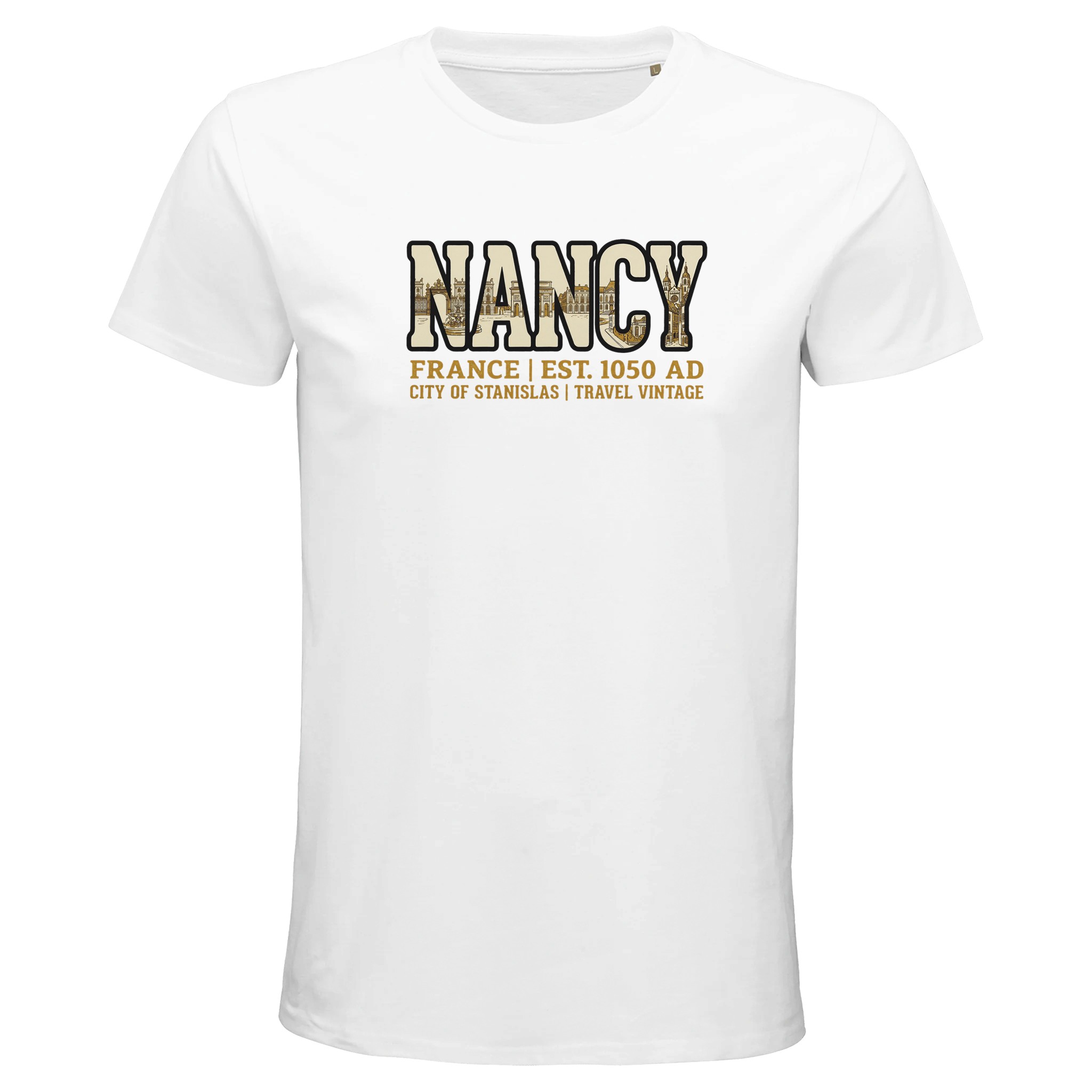T-shirt Nancy homme bio ajusté ville française T-shirt Nancy homme bio ajusté ville française