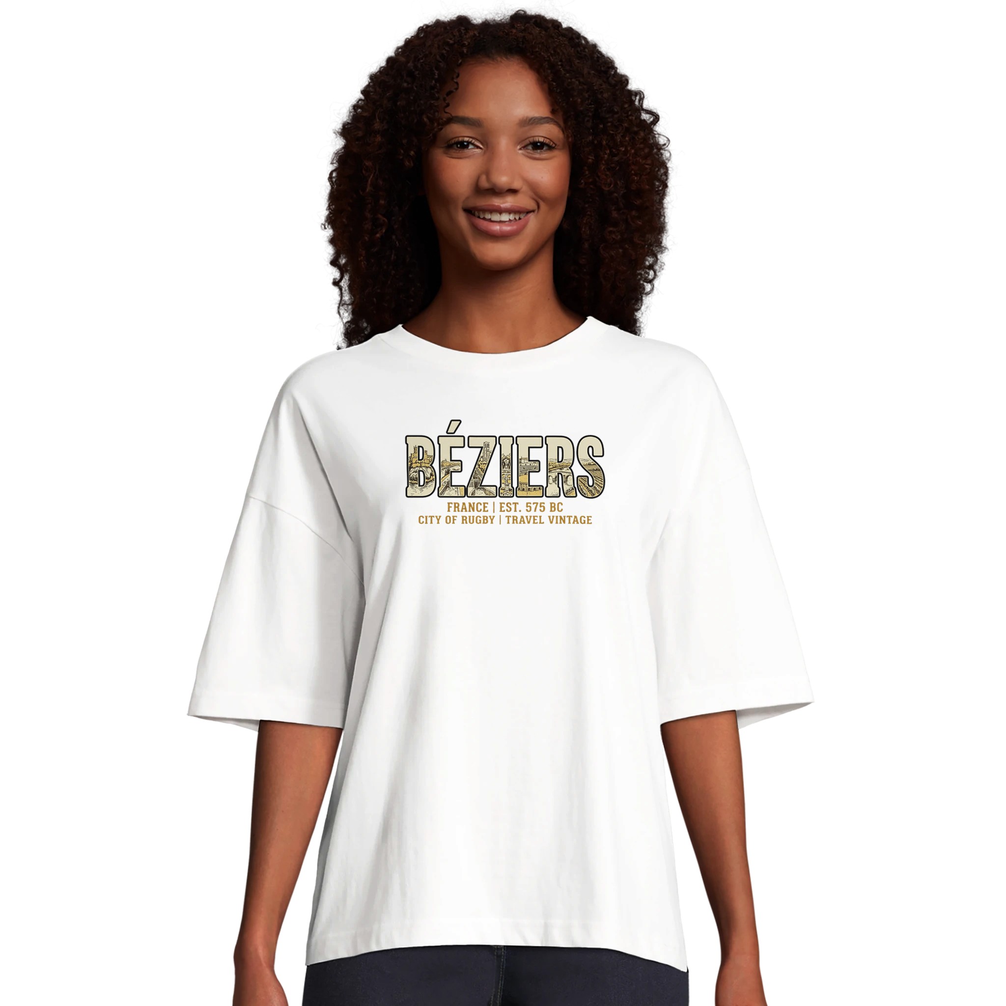 T-shirt Béziers femme ample coton bio ville rugby T-shirt Béziers femme ample coton bio ville rugby