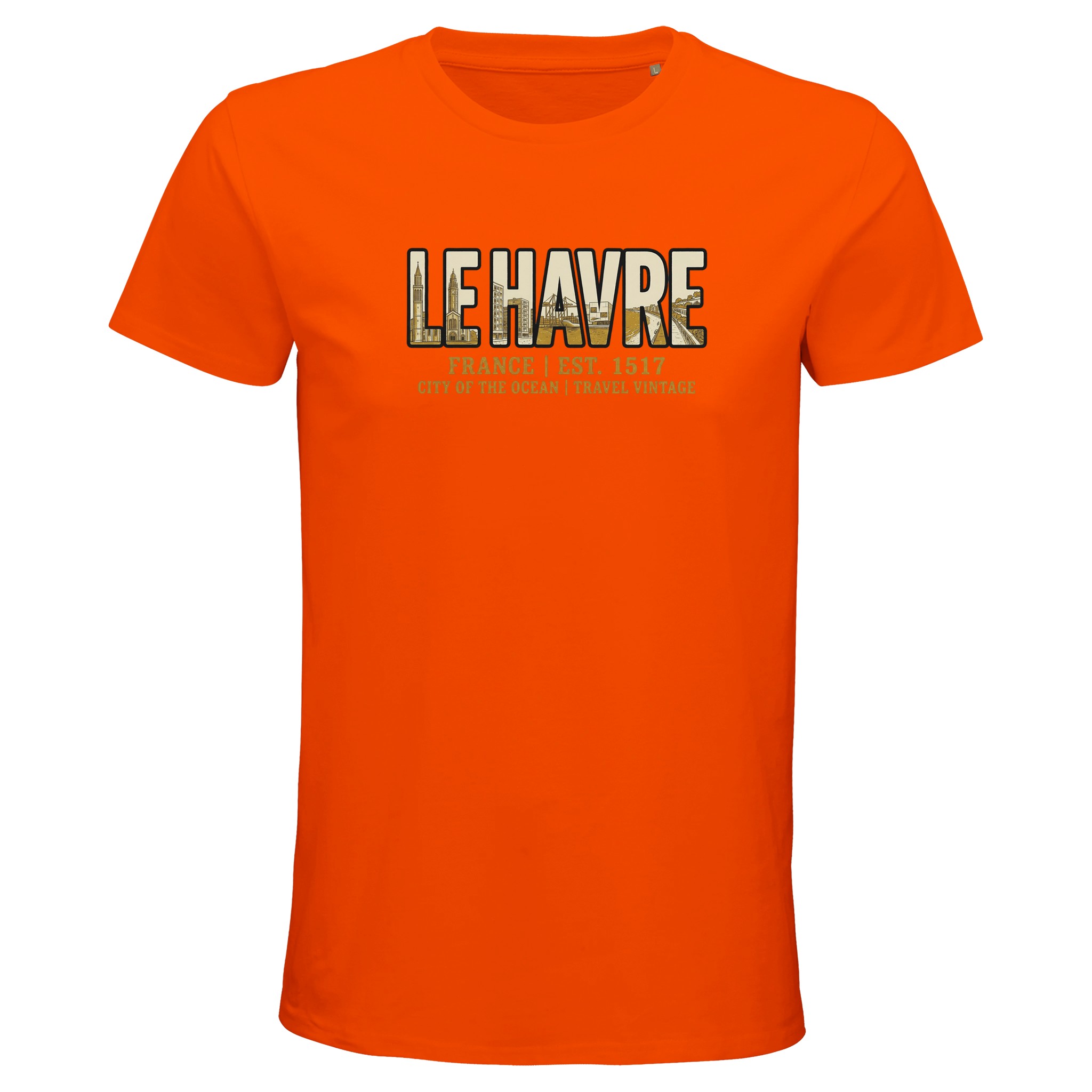 T-shirt Le Havre homme bio ajusté ville vintage T-shirt Le Havre homme bio ajusté ville vintage