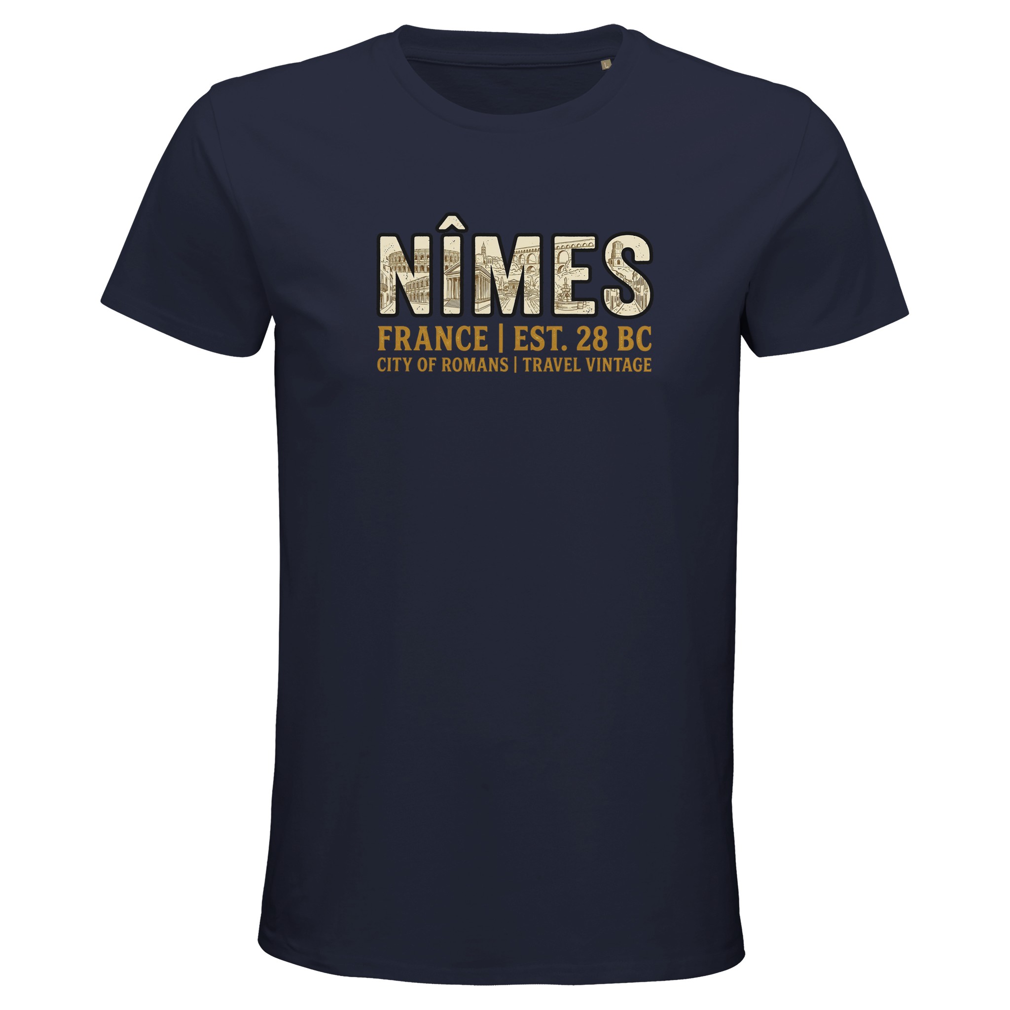 T-shirt Nîmes homme bio ajusté ville française T-shirt Nîmes homme bio ajusté ville française