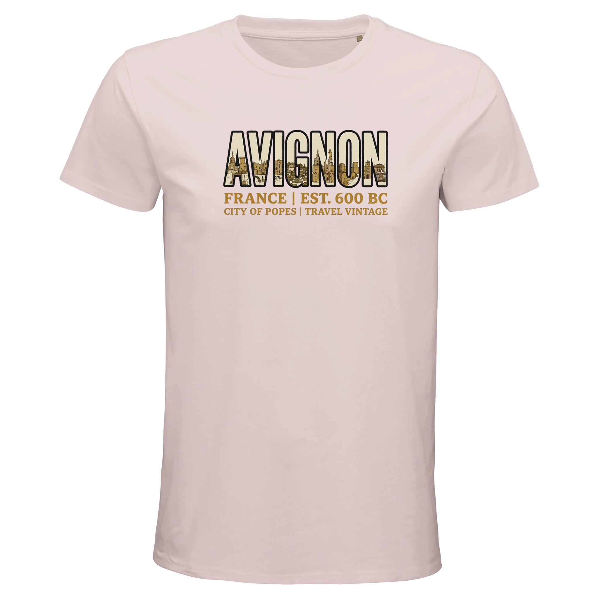 T-shirt Avignon homme bio ajusté ville vintage T-shirt Avignon homme bio ajusté ville vintage