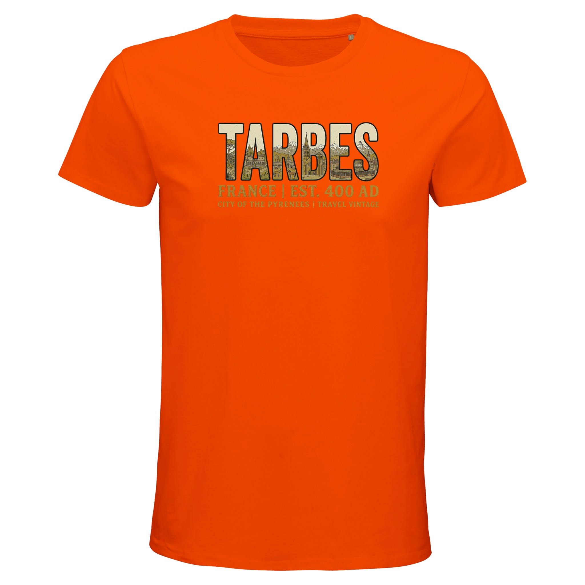 T-shirt Tarbes homme bio ajusté pyrénées vintage T-shirt Tarbes homme bio ajusté pyrénées vintage