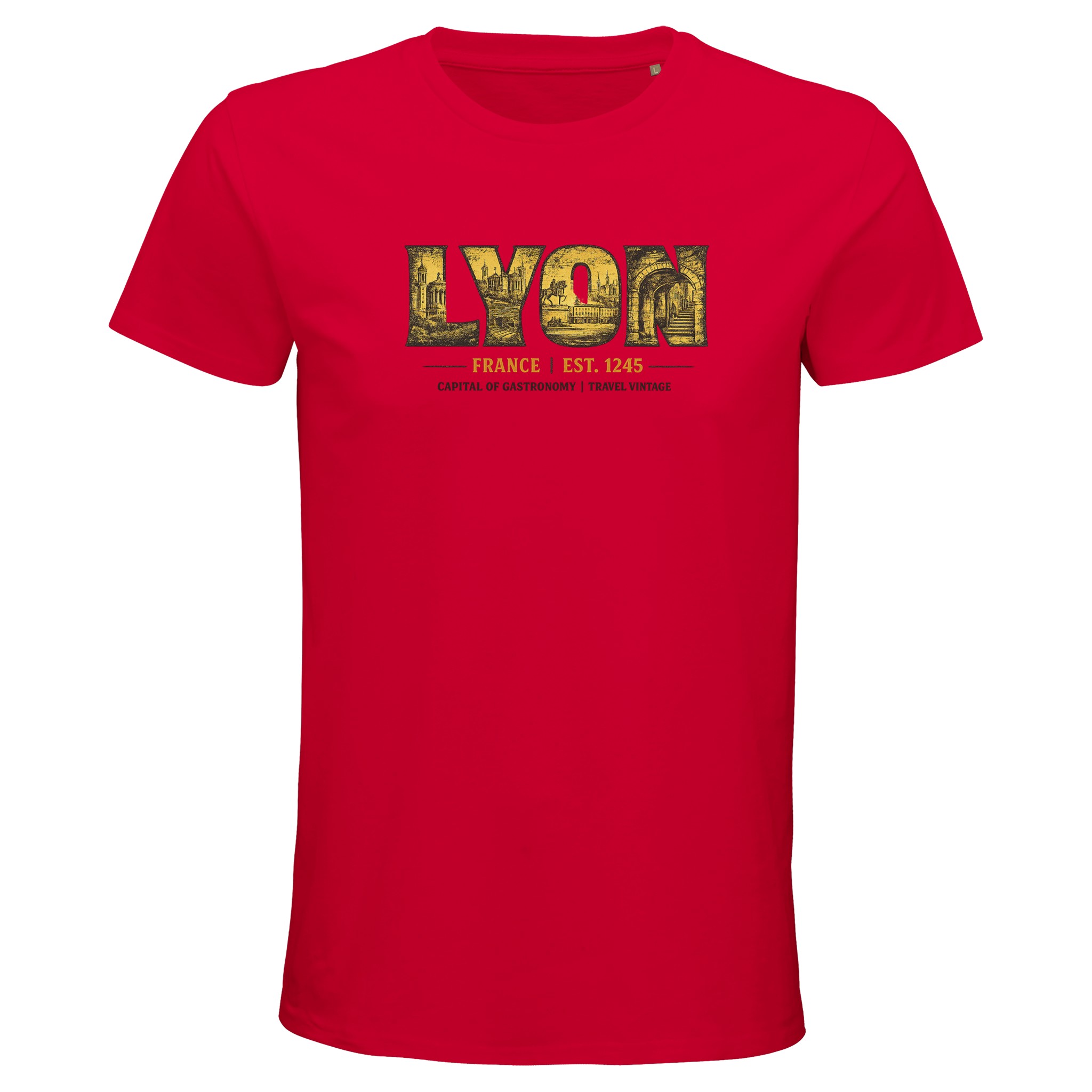 T-shirt Lyon homme bio ajusté ville et gastronomie T-shirt Lyon homme bio ajusté ville et gastronomie