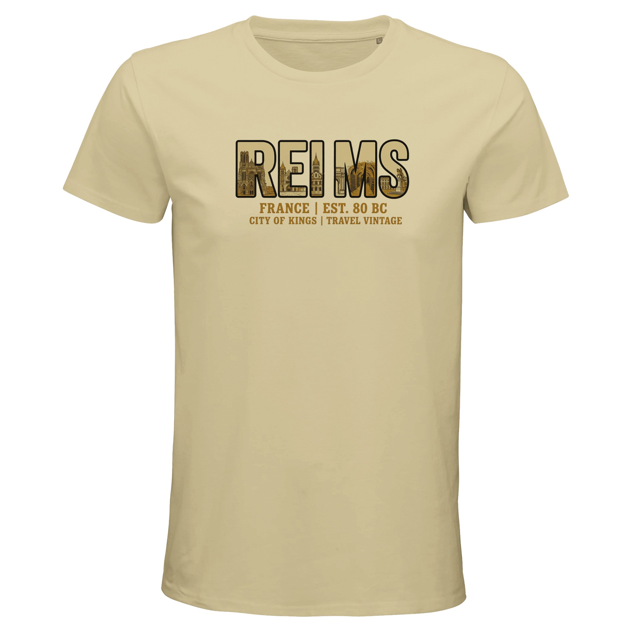 T-shirt Reims homme bio ajusté ville historique T-shirt Reims homme bio ajusté ville historique