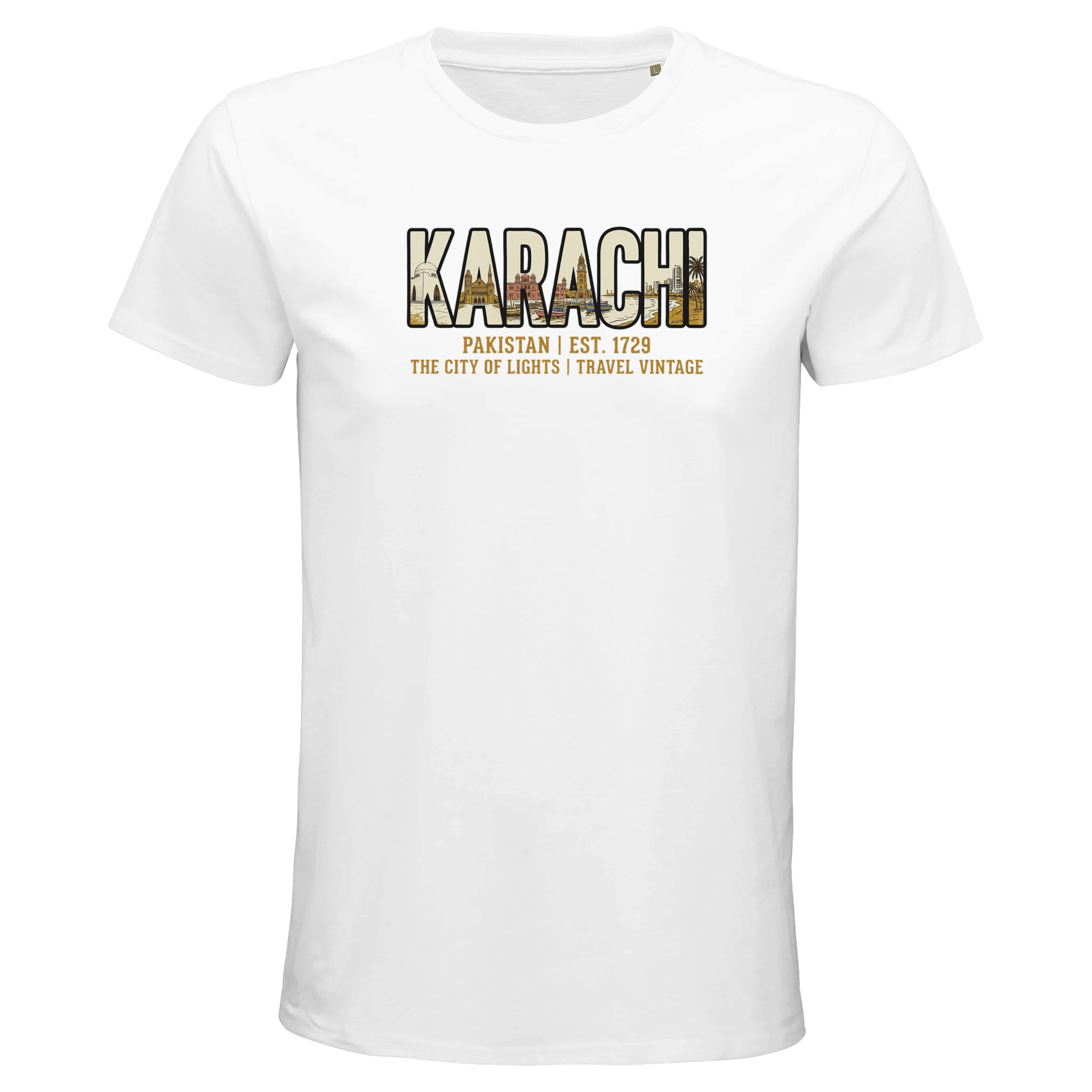 T-shirt Karachi homme bio ajusté ville de lumière T-shirt Karachi homme bio ajusté ville de lumière