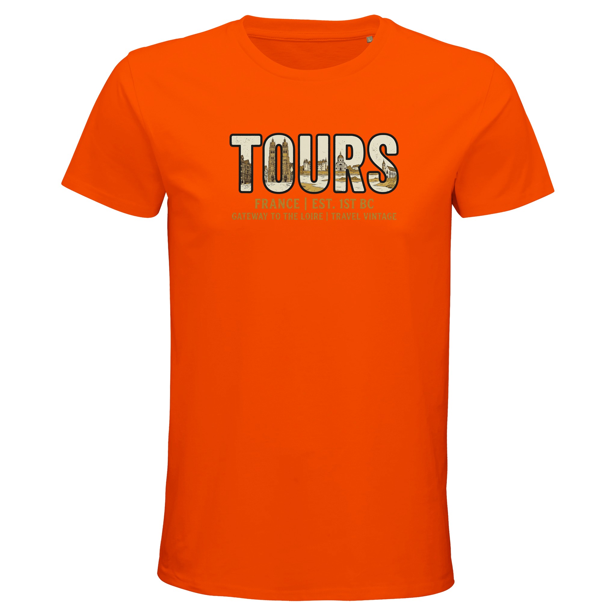 T-shirt Tours homme bio ajusté ville Loire T-shirt Tours homme bio ajusté ville Loire