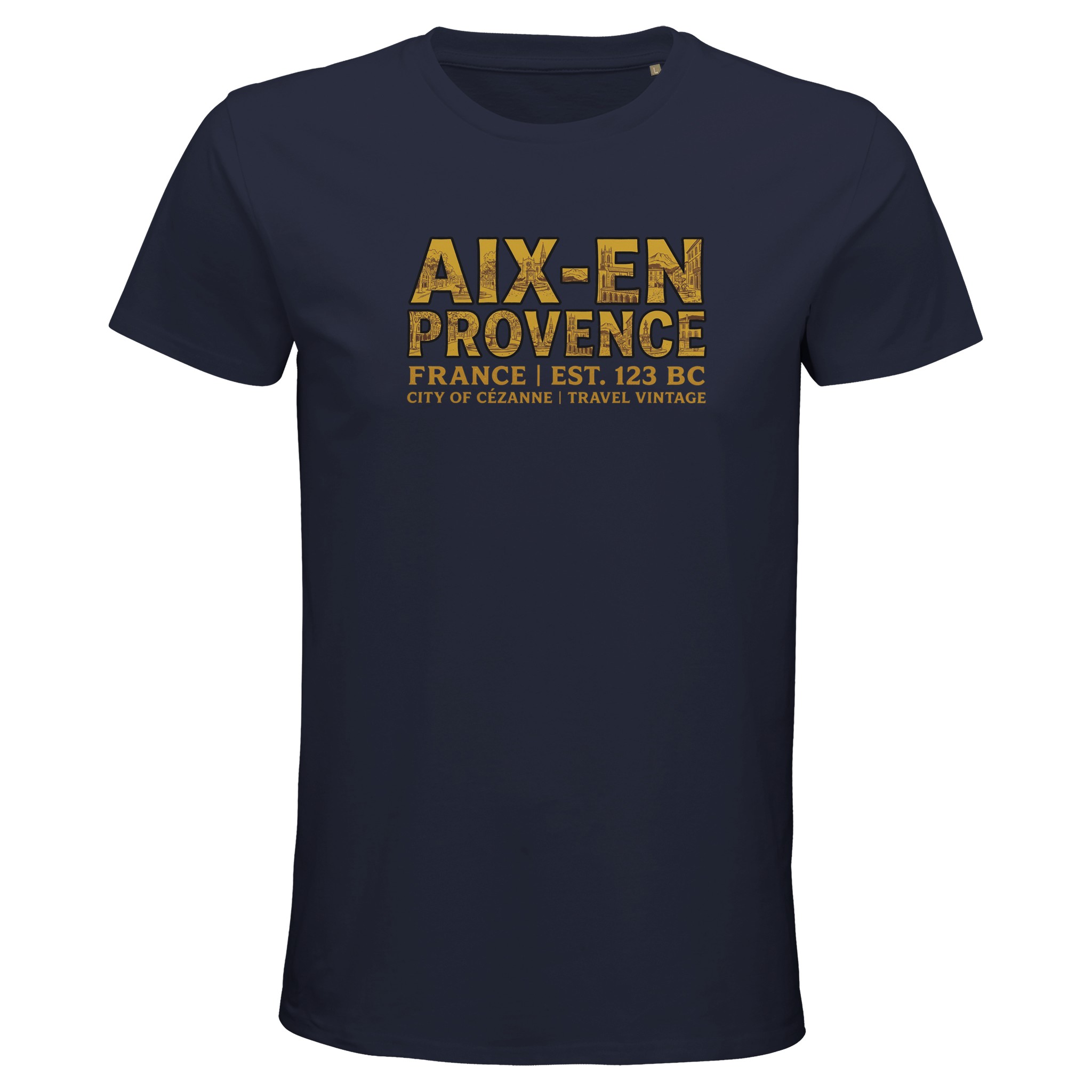 T-shirt Aix-en-Provence homme bio ajusté ville T-shirt Aix-en-Provence homme bio ajusté ville