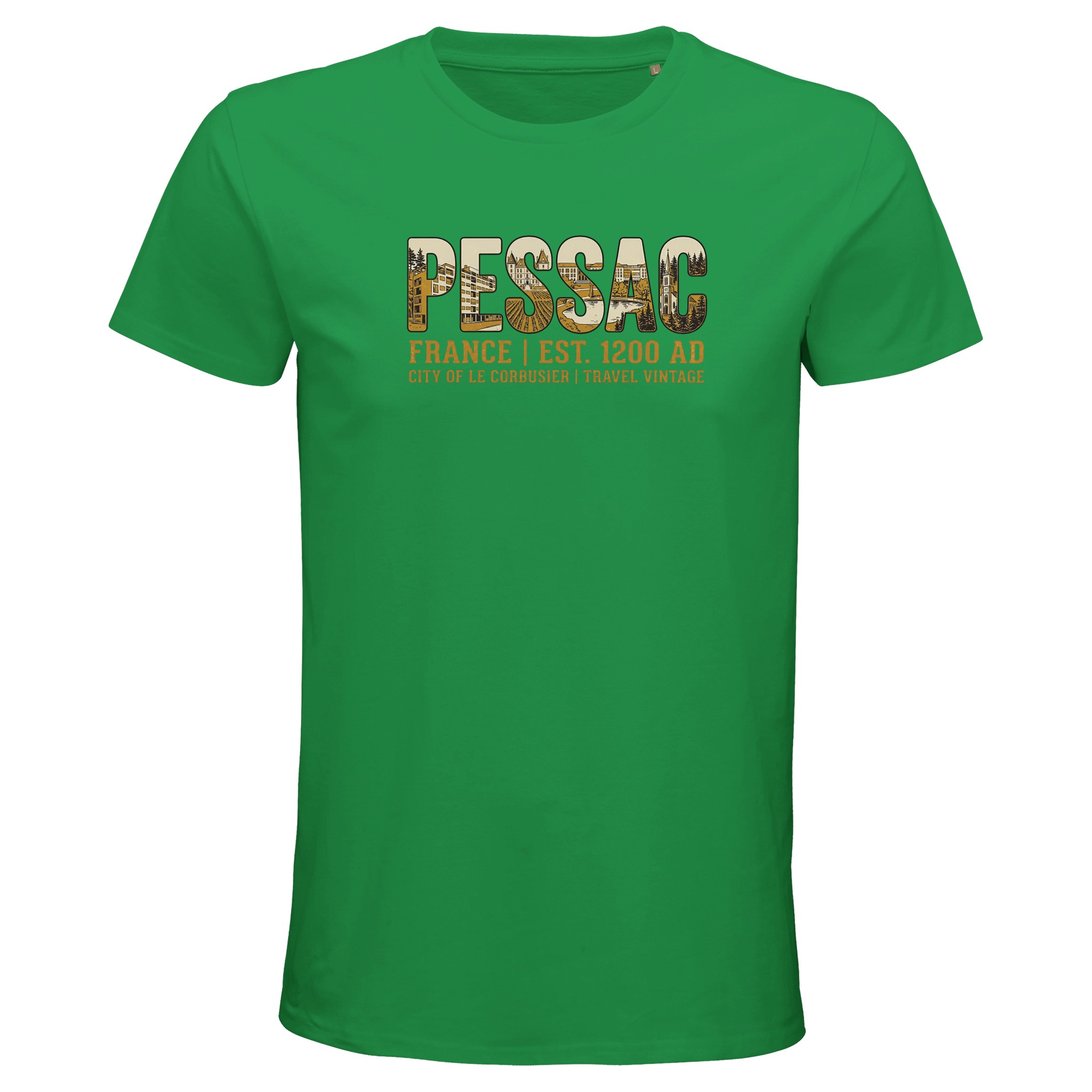 T-shirt Pessac homme bio ajusté ville française T-shirt Pessac homme bio ajusté ville française