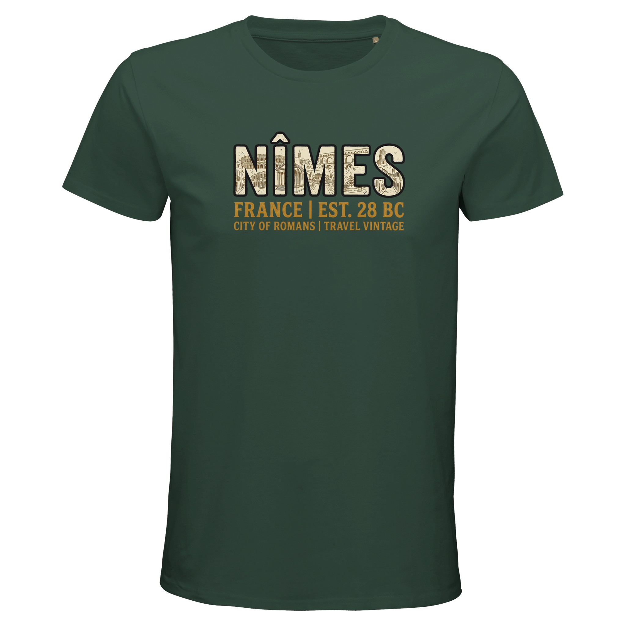 T-shirt Nîmes homme bio ajusté ville française T-shirt Nîmes homme bio ajusté ville française