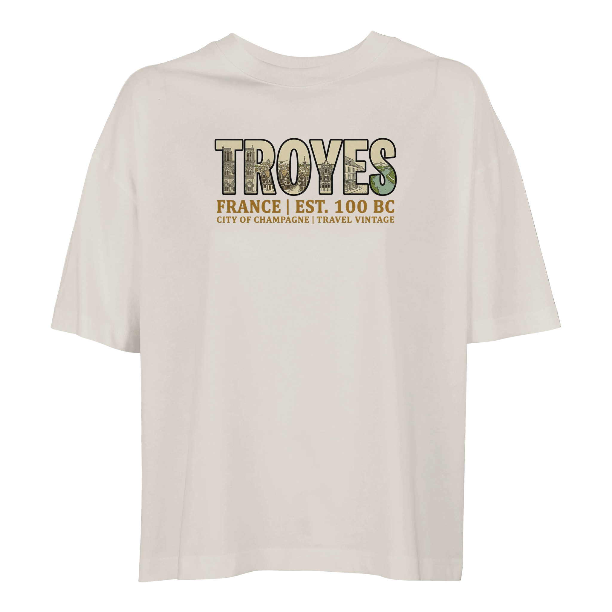 T-shirt Troyes femme ample coton bio ville française T-shirt Troyes femme ample coton bio ville française