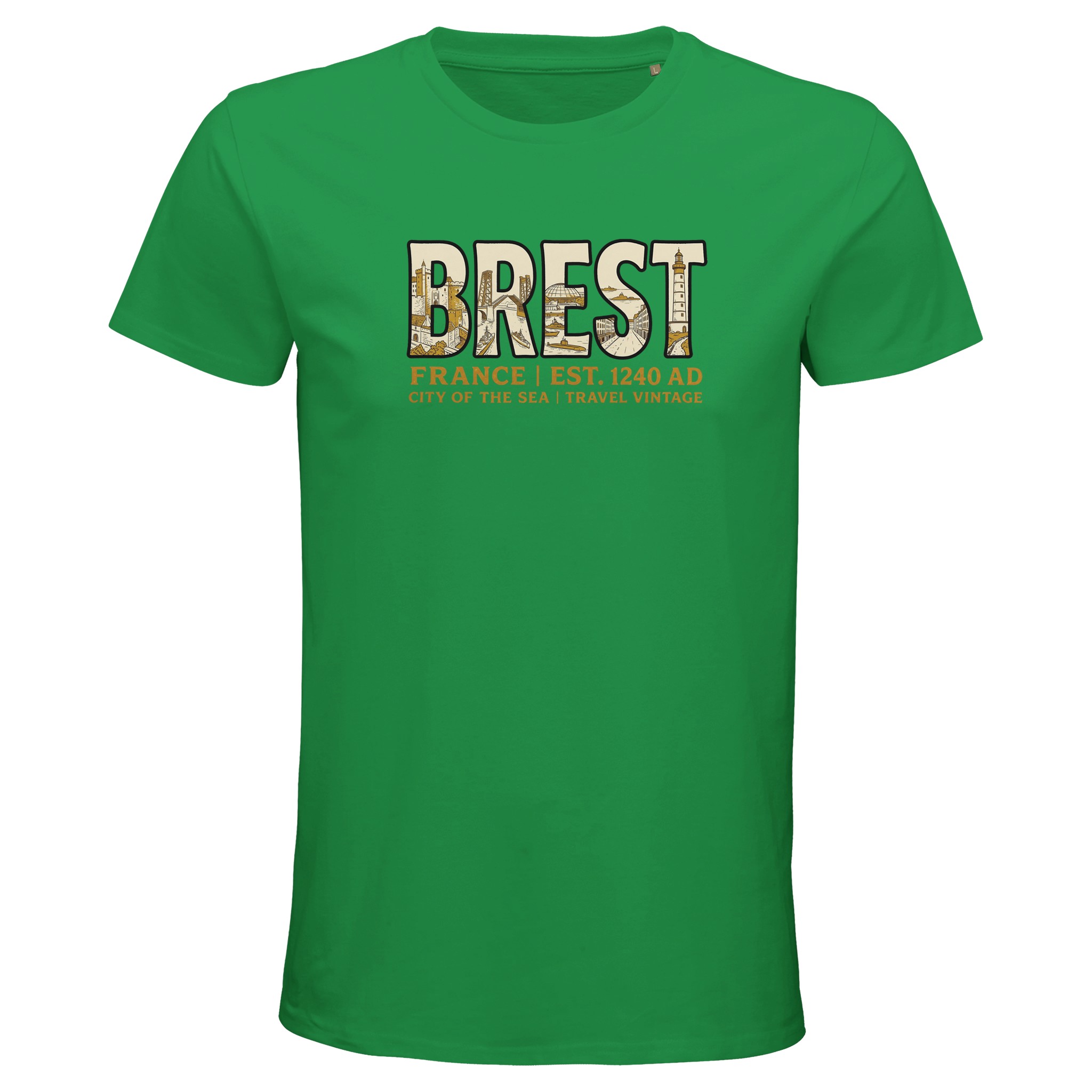T-shirt Brest homme bio ajusté ville maritime T-shirt Brest homme bio ajusté ville maritime